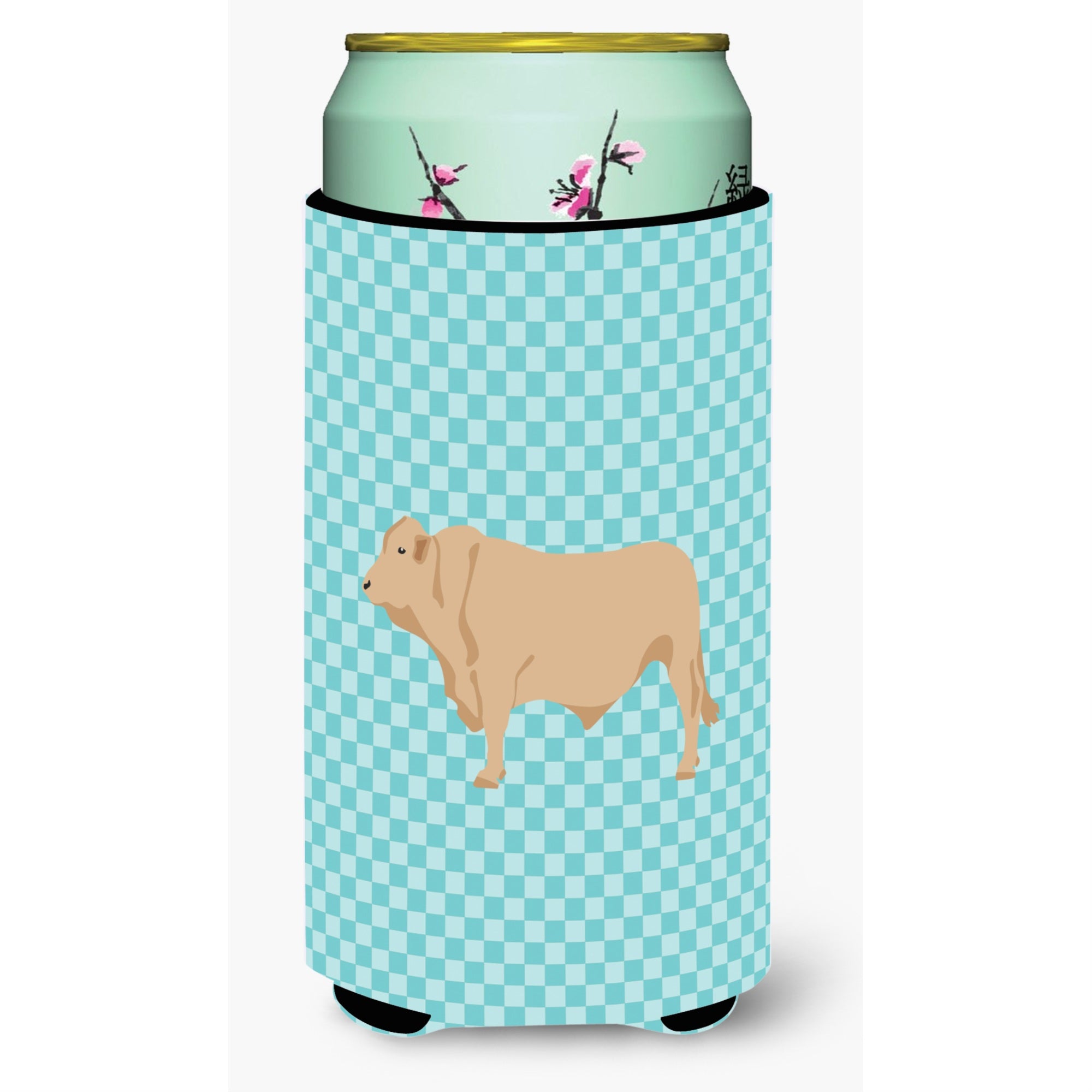 'Caroline'S Treasures Charolais Cow Blue Check Decorative Can Hugger, Tall Boy, Multicolor''