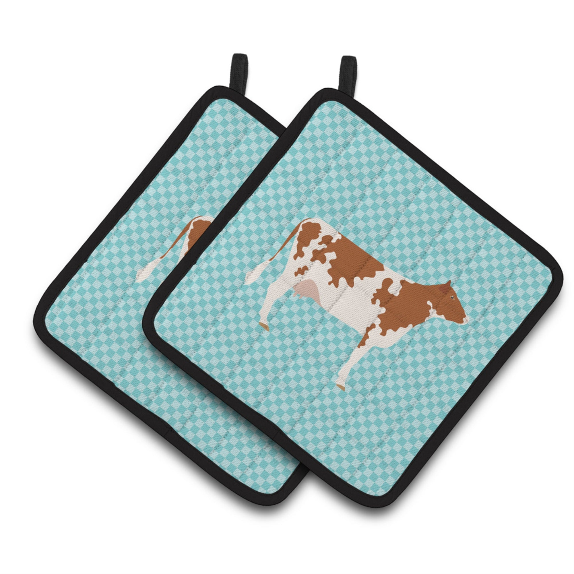 'Caroline'S Treasures Ayrshire Cow Blue Check Decorated Pot Holder, 7.5'''' X 7.5''''''