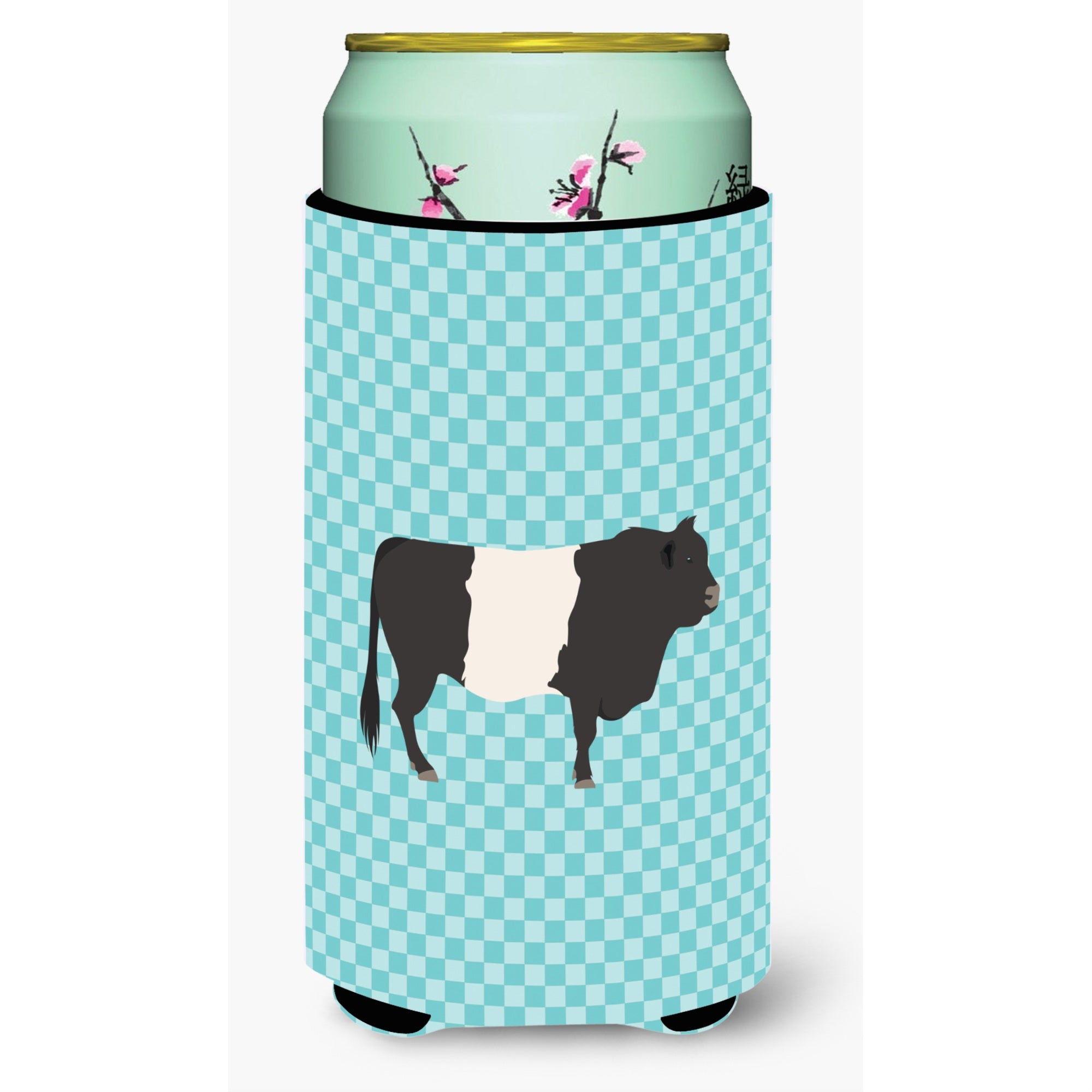 'Caroline'S Treasures Belted Galloway Cow Blue Check Decorative Can Hugger, Tall Boy, Multicolor''