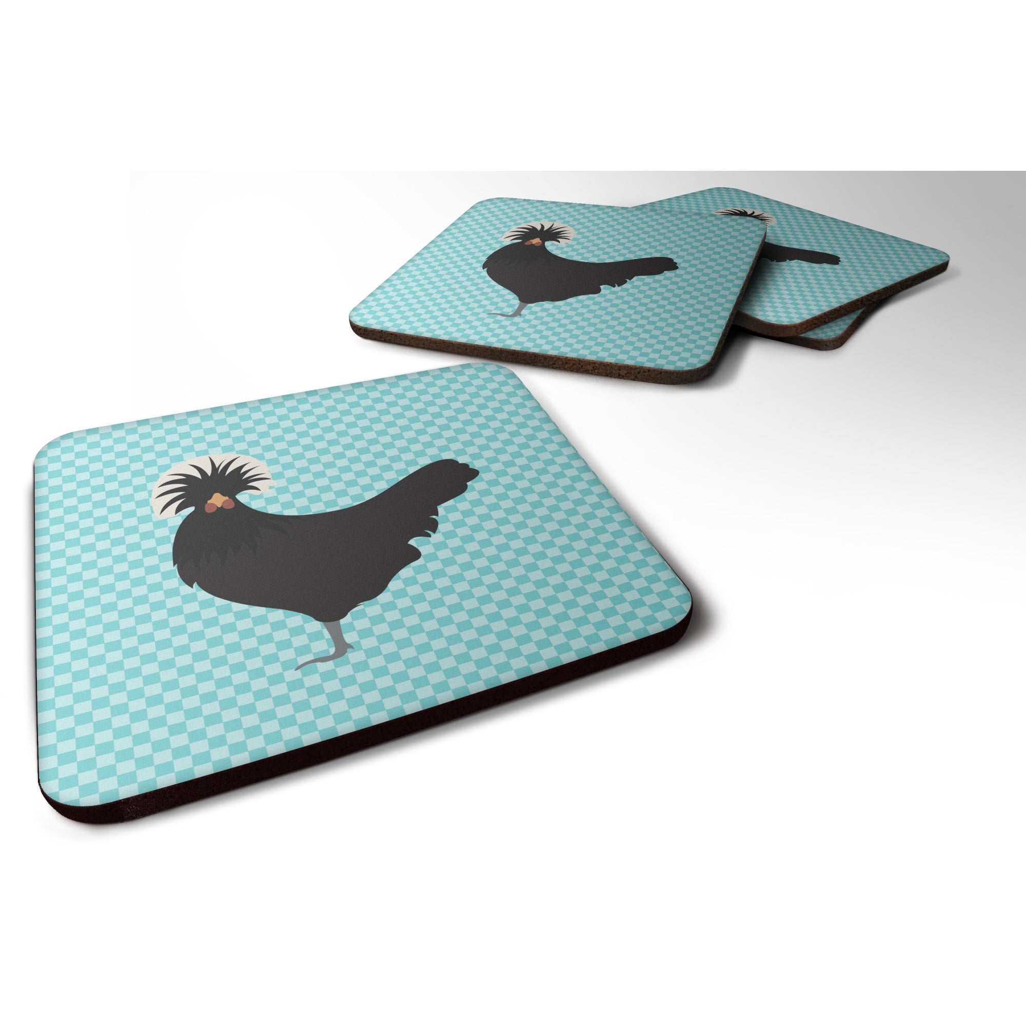 Carolines Treasures Polish Poland Chicken Blue Check Decorative coasters, 3.5, Multicolor