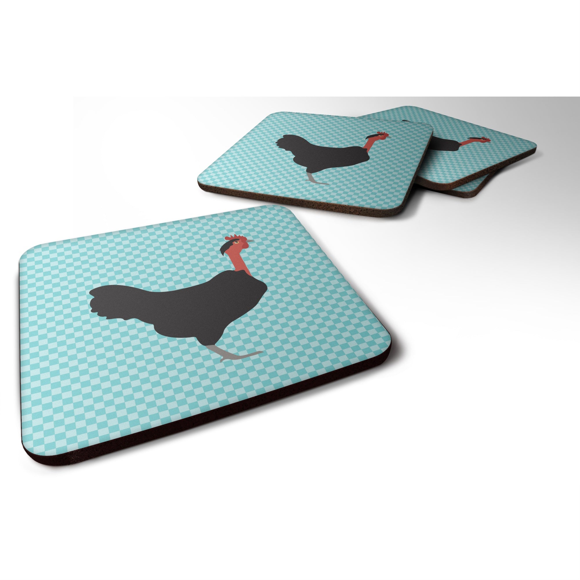 'Caroline'S Treasures Naked Neck Chicken Blue Check Decorative Coasters, 3.5, Multicolor''