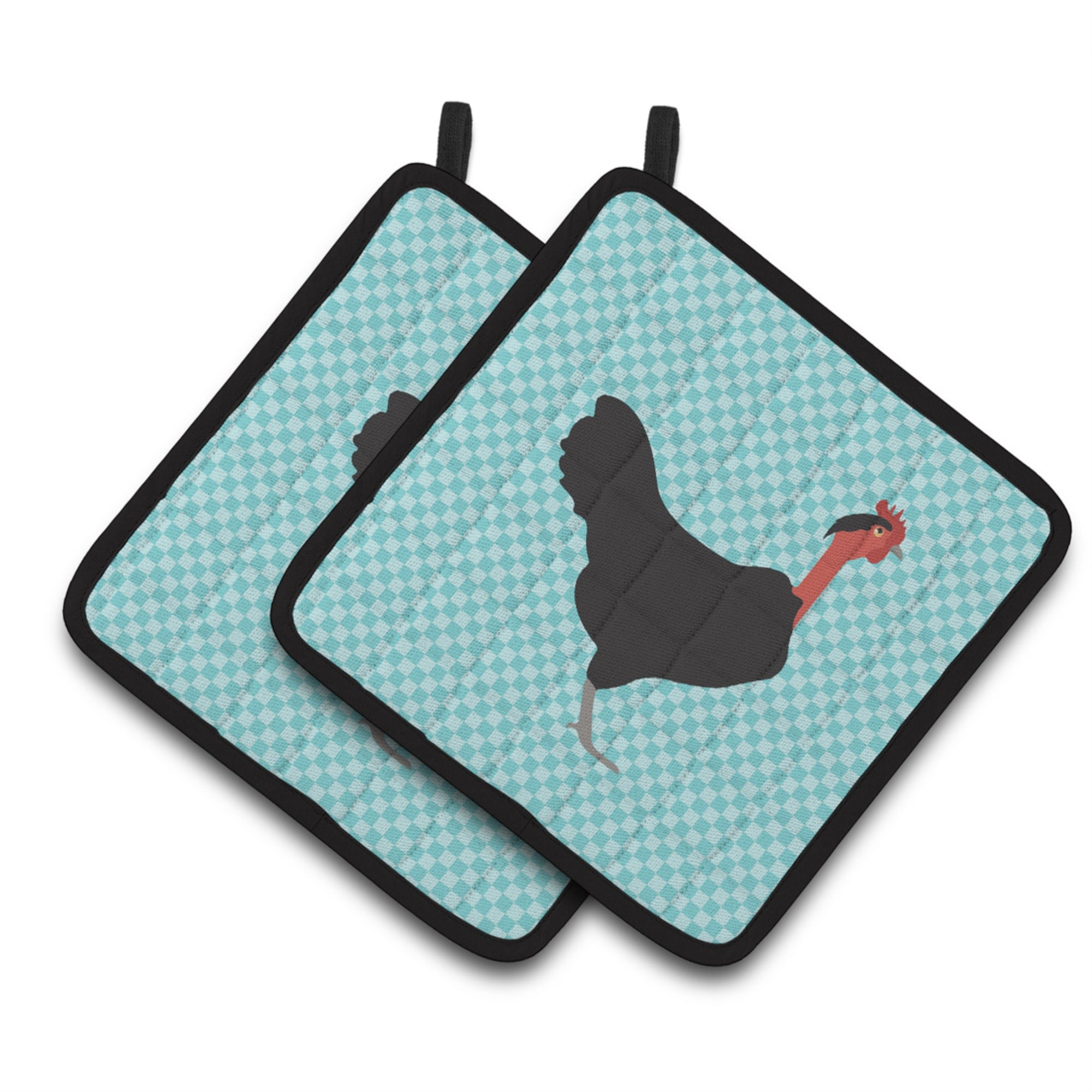 'Caroline'S Treasures Naked Neck Chicken Blue Check Decorated Pot Holder, 7.5'''' X 7.5''''''