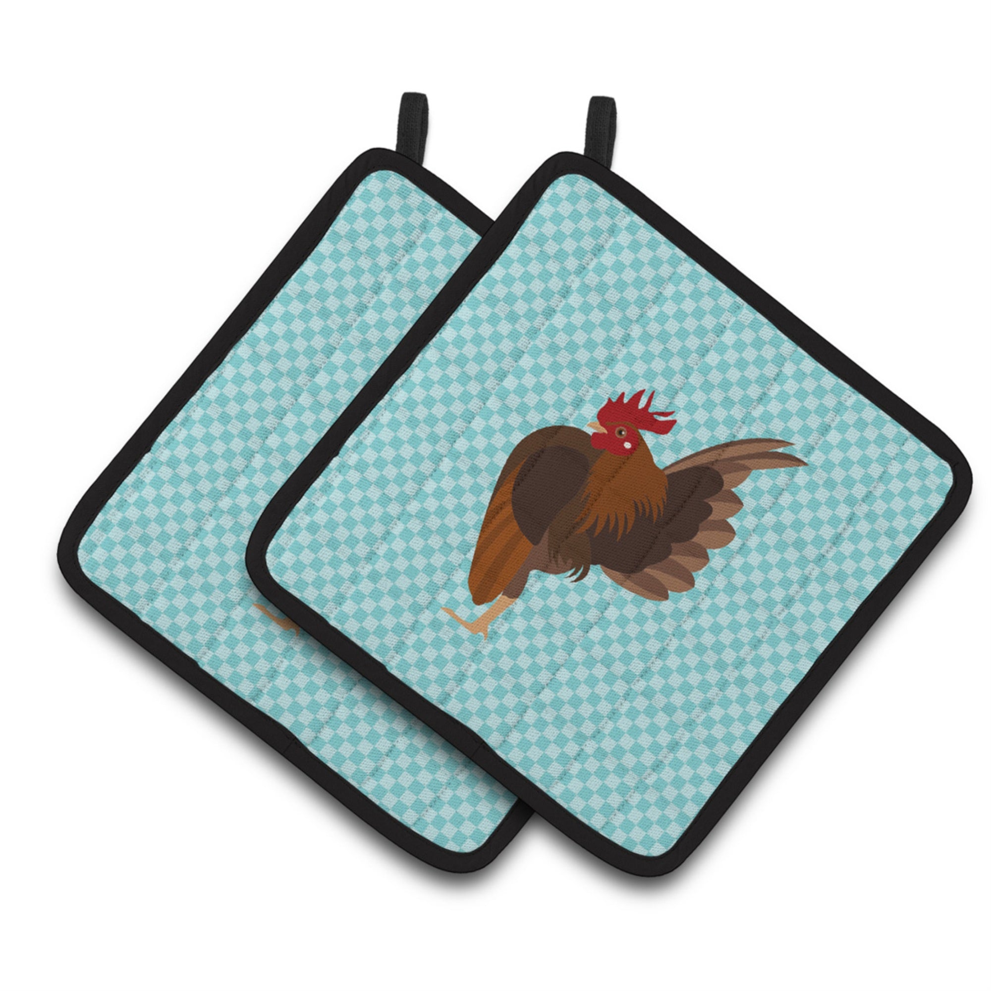 'Caroline'S Treasures Malaysian Serama Chicken Blue Check Decorated Pot Holder, 7.5'''' X 7.5''''''