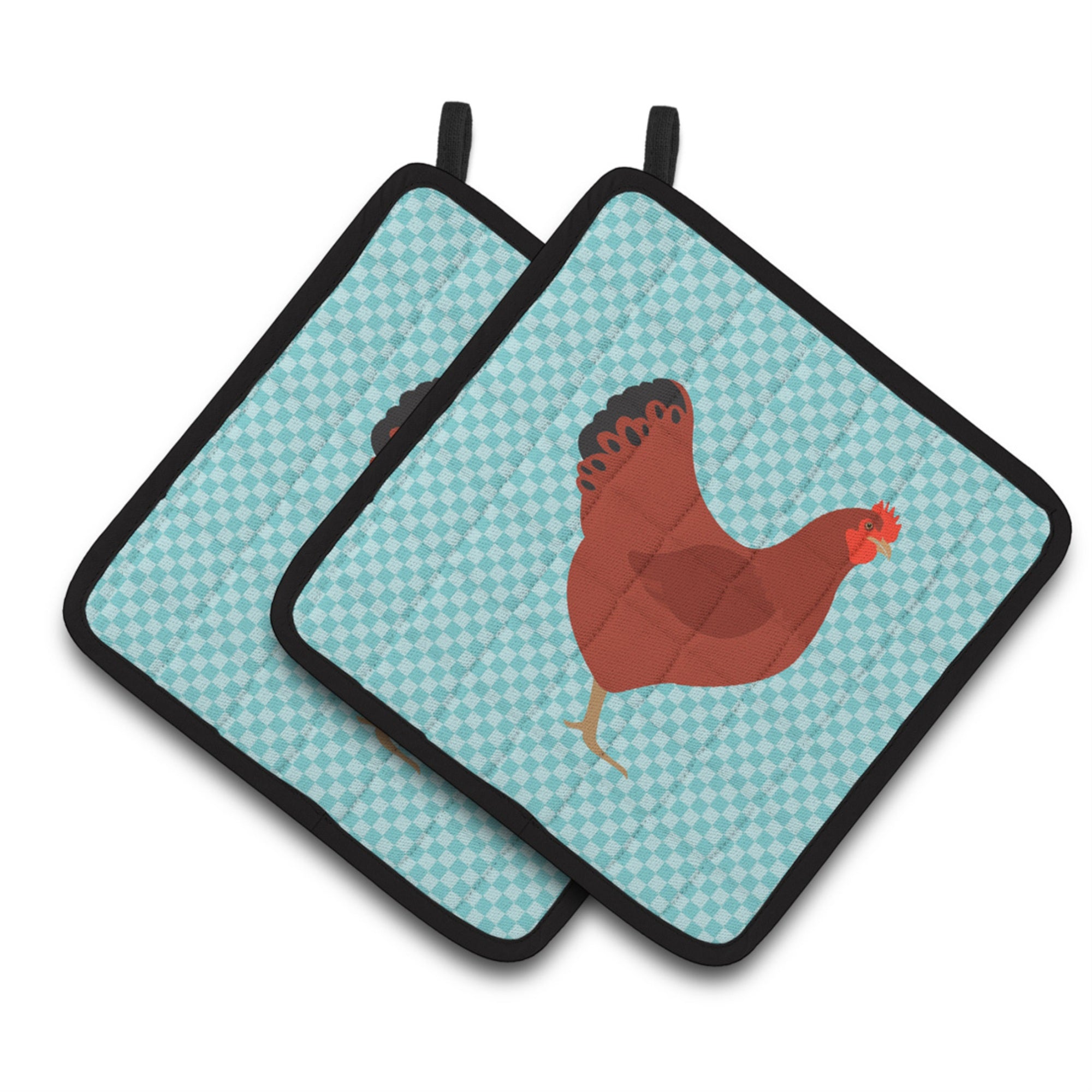 'Caroline'S Treasures New Hampshire Red Chicken Blue Check Decorated Pot Holder, 7.5'''' X 7.5''''''