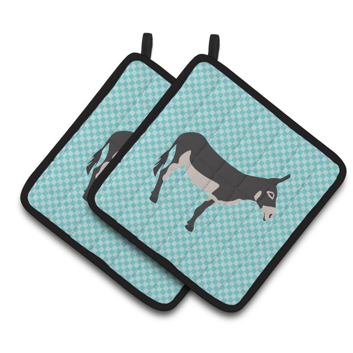 'Caroline'S Treasures American Mammoth Jack Donkey Blue Check Decorated Pot Holder, 7.5'''' X 7.5''''''