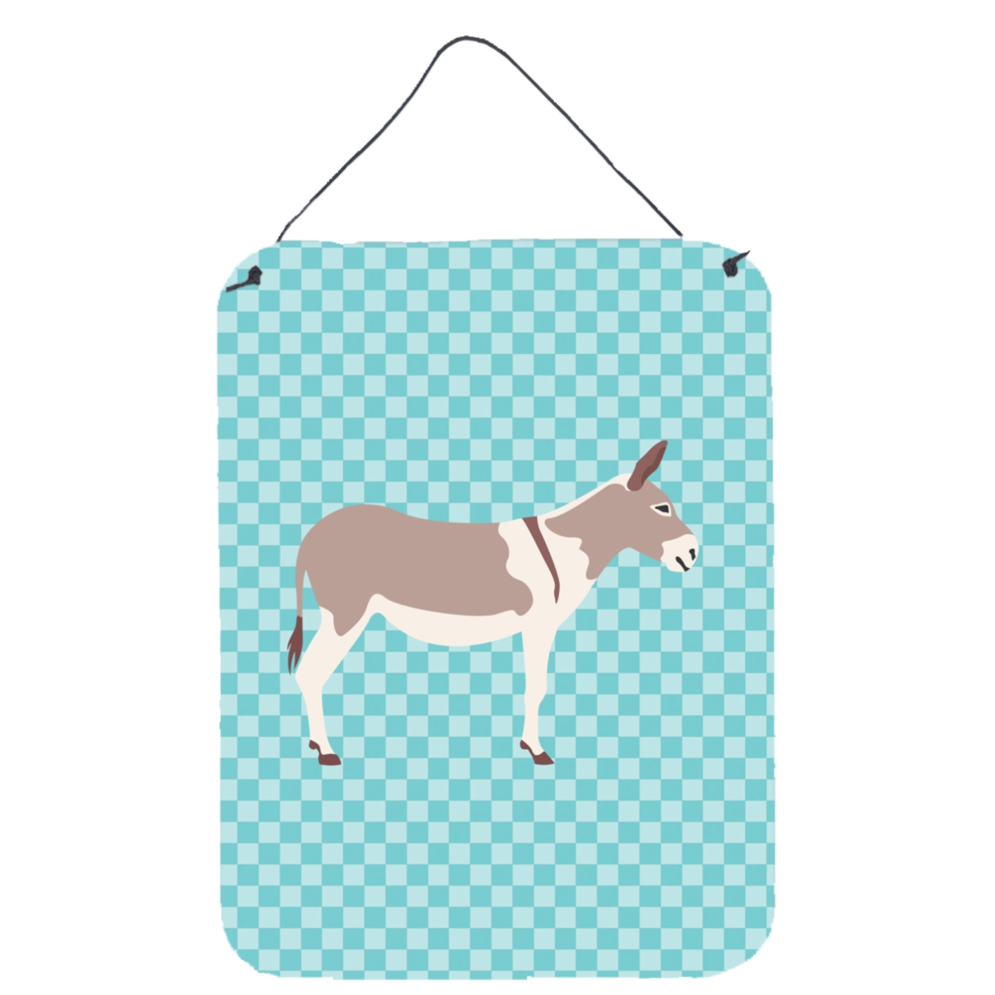 'Caroline'S Treasures Australian Teamster Donkey Blue Check Metal Print, 16Hx12W, Multicolor''