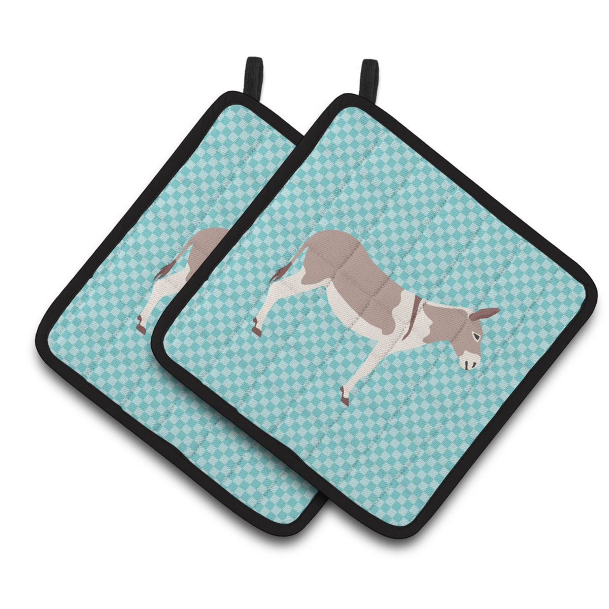 'Caroline'S Treasures Australian Teamster Donkey Blue Check Decorated Pot Holder, 7.5'''' X 7.5''''''