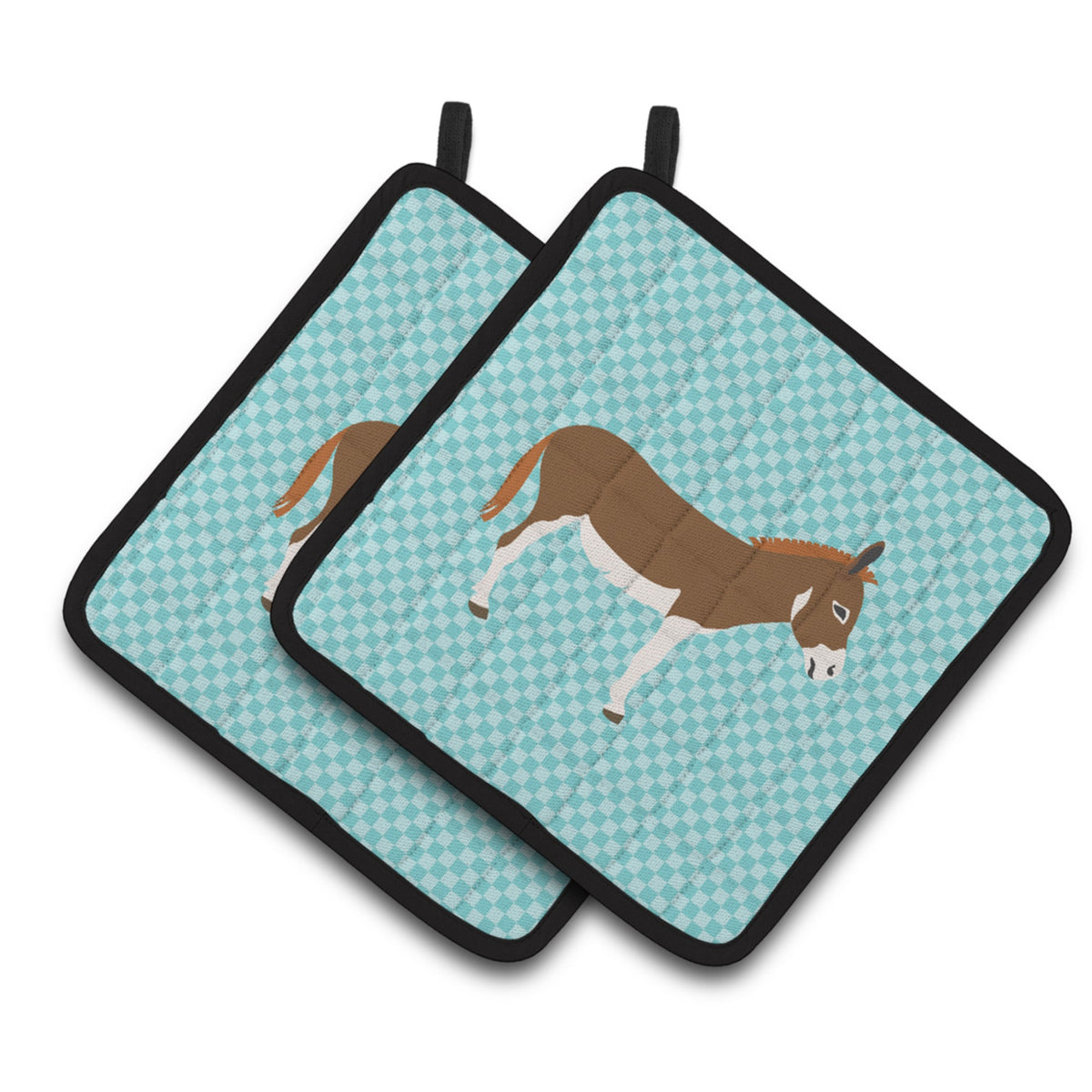 'Caroline'S Treasures Miniature Mediterranian Donkey Blue Check Decorated Pot Holder, 7.5'''' X 7.5''''''