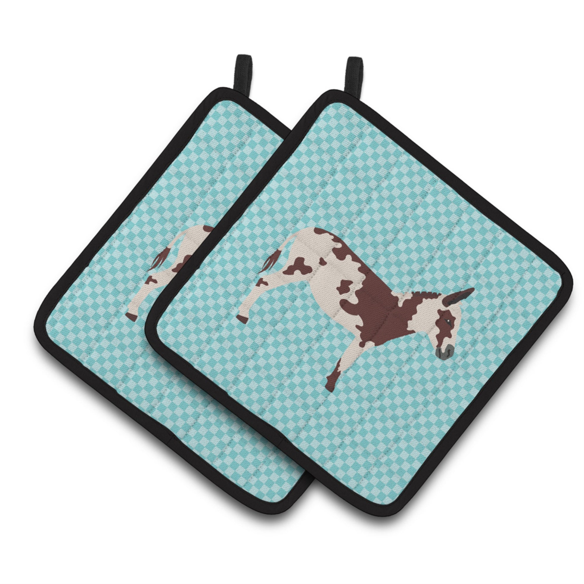 'Caroline'S Treasures American Spotted Donkey Blue Check Decorated Pot Holder, 7.5'''' X 7.5''''''