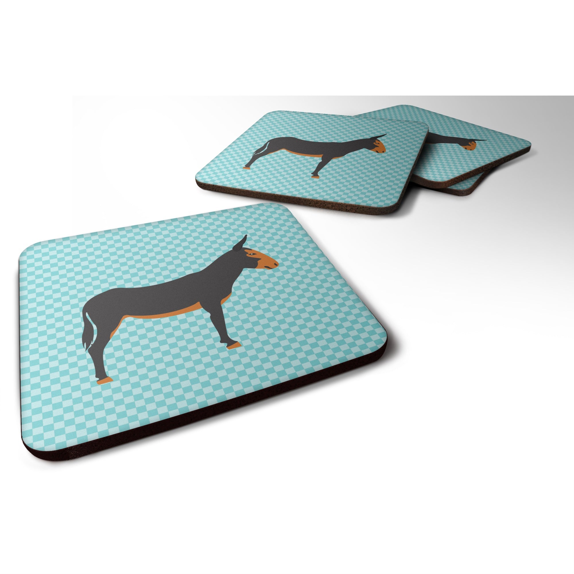 'Caroline'S Treasures Catalan Donkey Blue Check Decorative Coasters, 3.5, Multicolor''