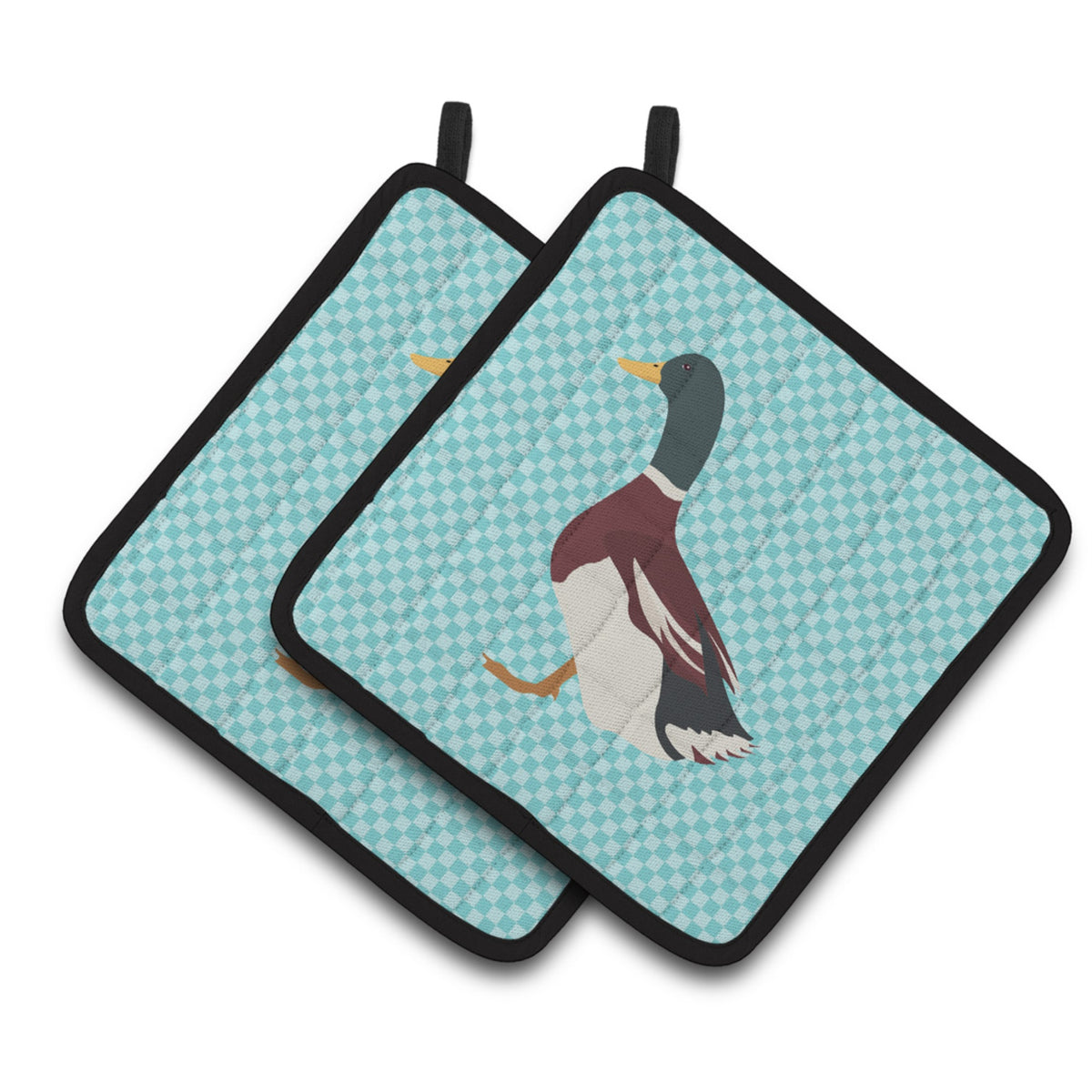 'Caroline'S Treasures Rouen Duck Blue Check Decorated Pot Holder, 7.5'''' X 7.5''''''