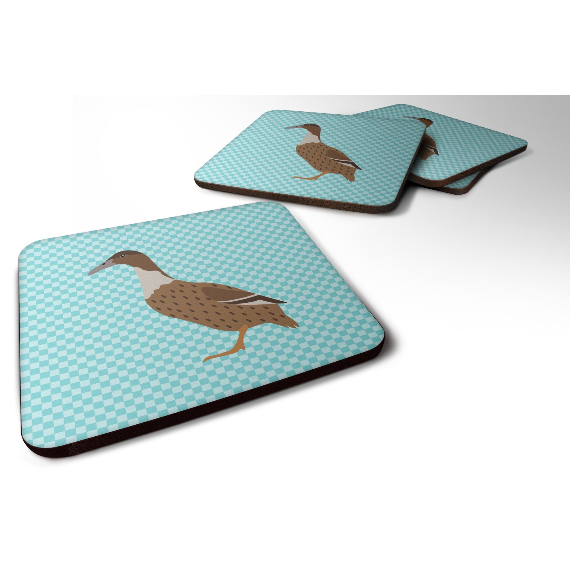 'Caroline'S Treasures Dutch Hook Bill Duck Blue Check Decorative Coasters, 3.5, Multicolor''