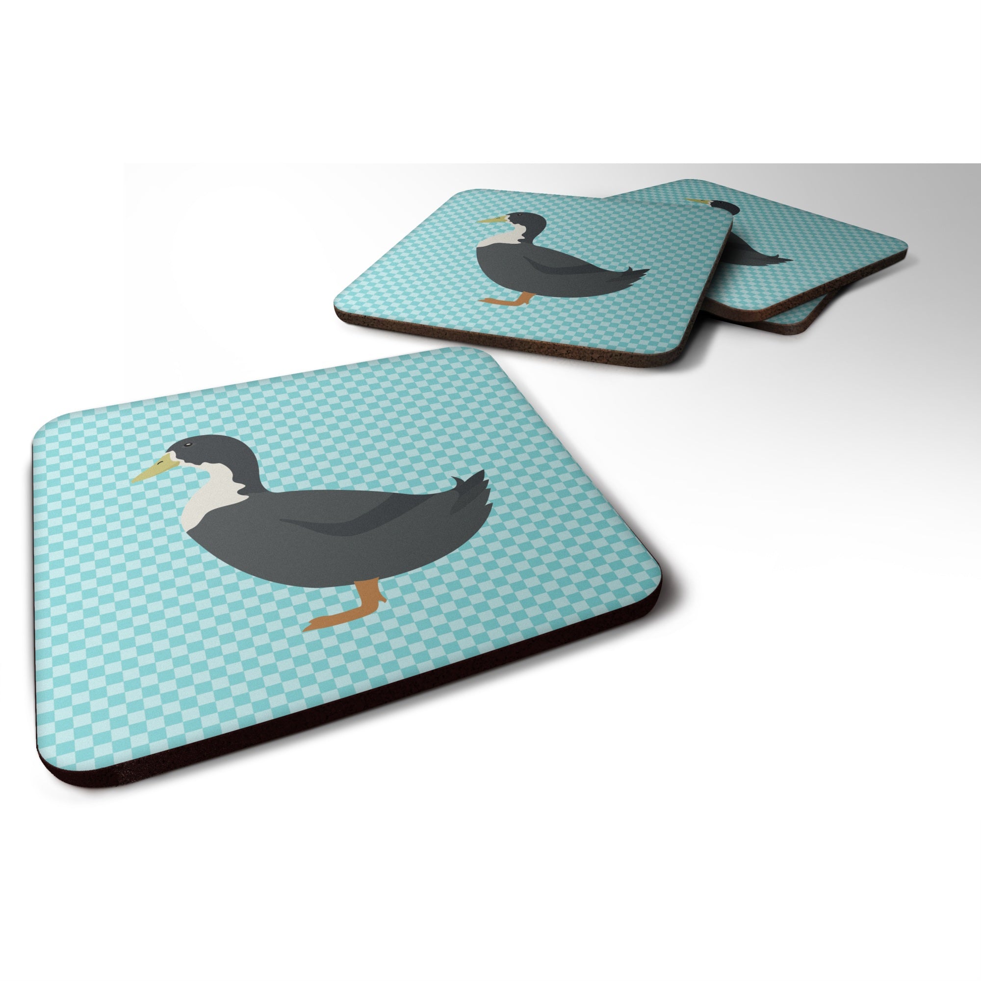 'Caroline'S Treasures Swedish Duck Blue Check Decorative Coasters, 3.5'''', Multicolor''