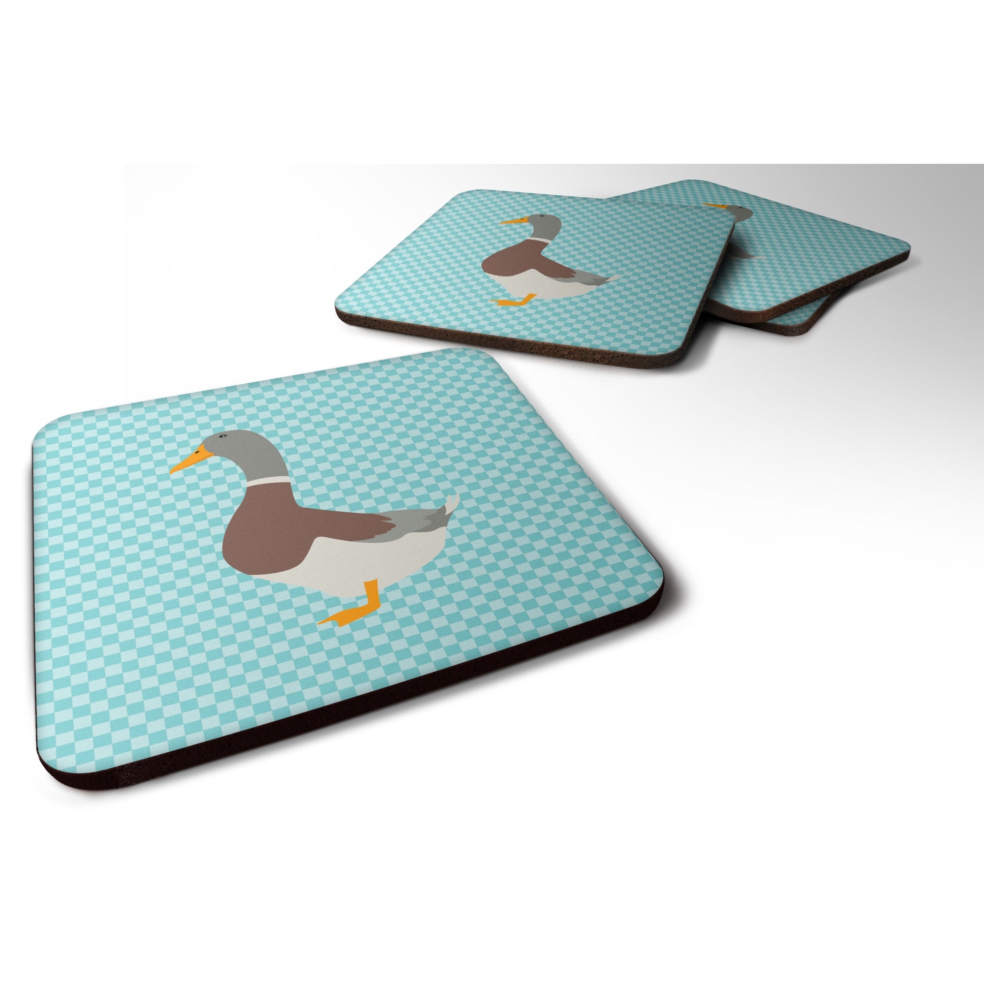 'Caroline'S Treasures Saxony Sachsenente Duck Blue Check Decorative Coasters, 3.5, Multicolor''