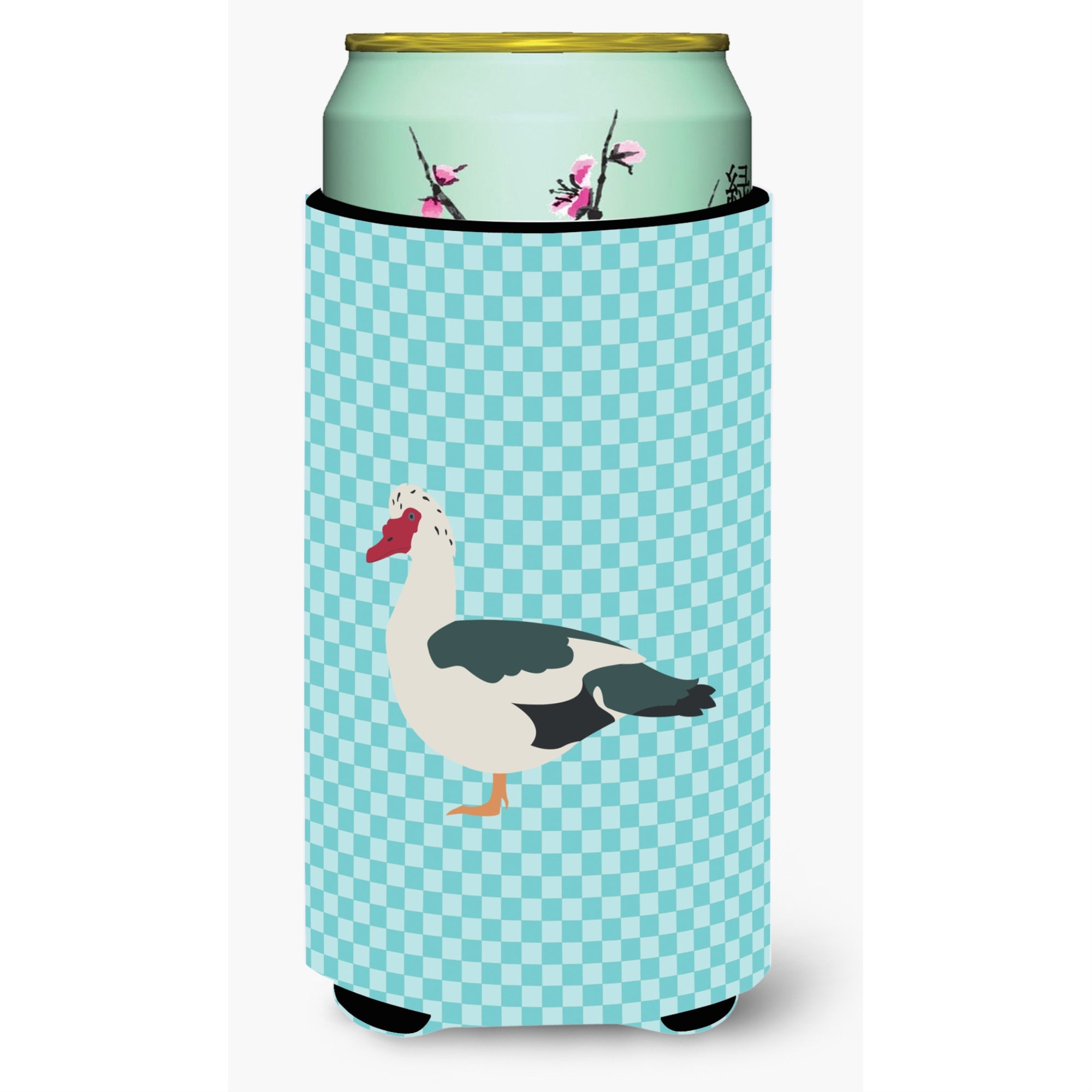 Carolines Treasures Muscovy Duck Blue Check Decorative Can Hugger, Tall Boy, Multicolor