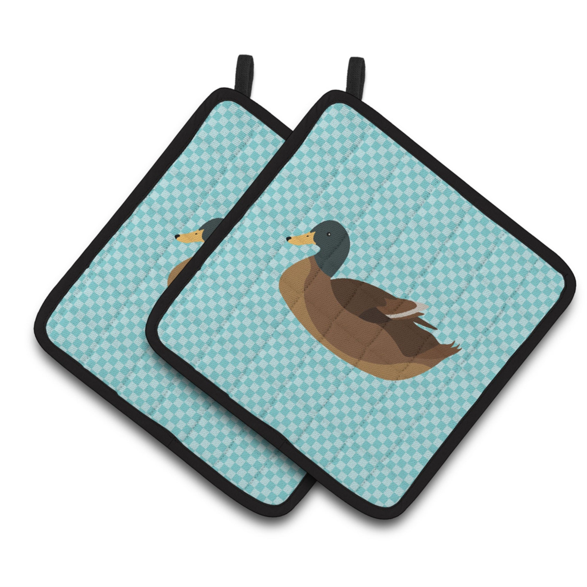 'Caroline'S Treasures Khaki Campbell Duck Blue Check Decorated Pot Holder, 7.5'''' X 7.5''''''