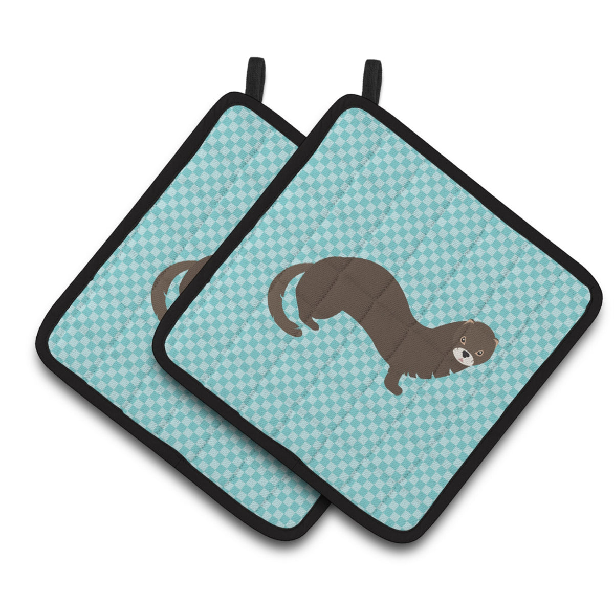 'Caroline'S Treasures Russian Or European Mink Blue Check Decorated Pot Holder, 7.5'''' X 7.5''''''
