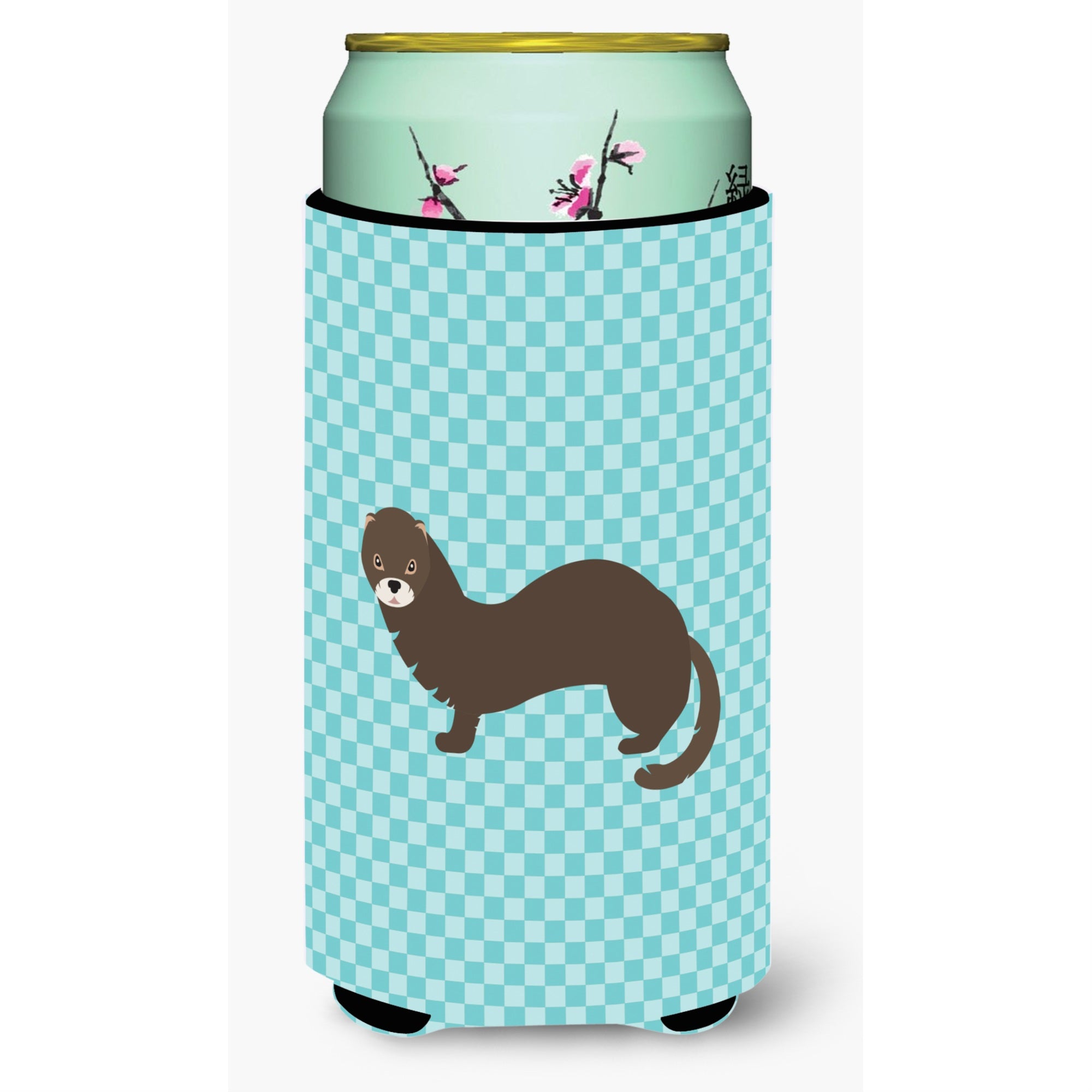 'Caroline'S Treasures Russian Or European Mink Blue Check Decorative Can Hugger, Tall Boy, Multicolor''