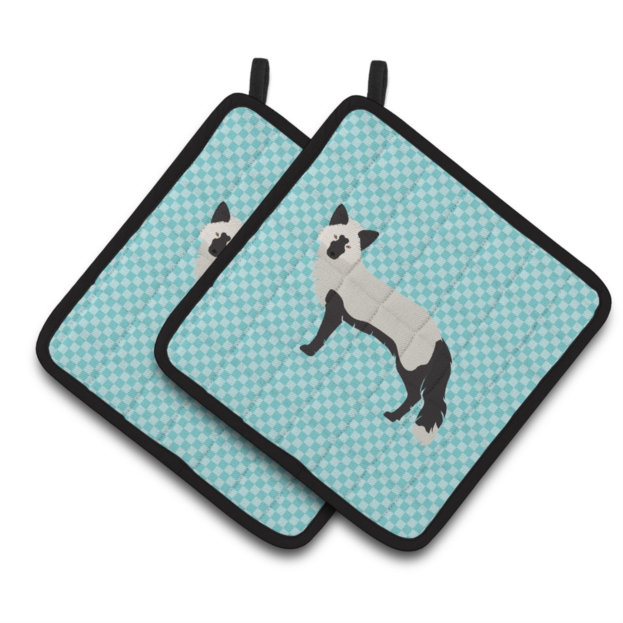 'Caroline'S Treasures Silver Fox Blue Check Decorated Pot Holder, 7.5'''' X 7.5''''''