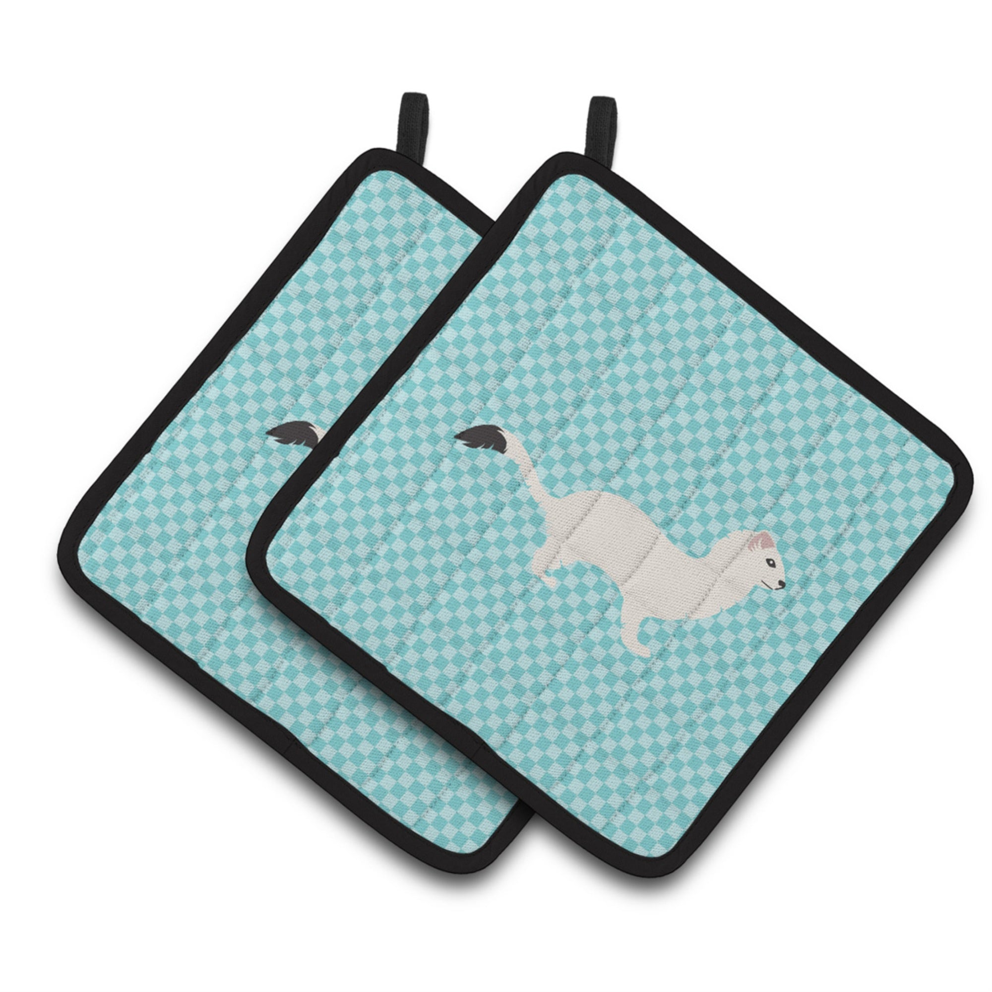 'Caroline'S Treasures Stoat Short-Tailed Weasel Blue Check Decorated Pot Holder, 7.5'''' X 7.5''''''