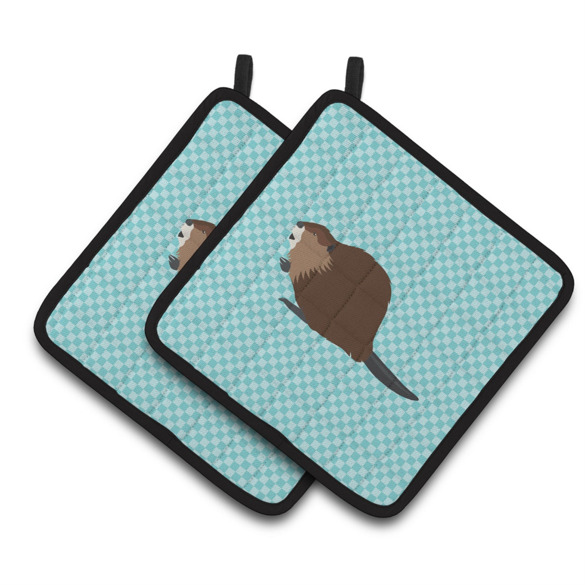 'Caroline'S Treasures Eurasian Beaver Blue Check Decorated Pot Holder, 7.5'''' X 7.5''''''