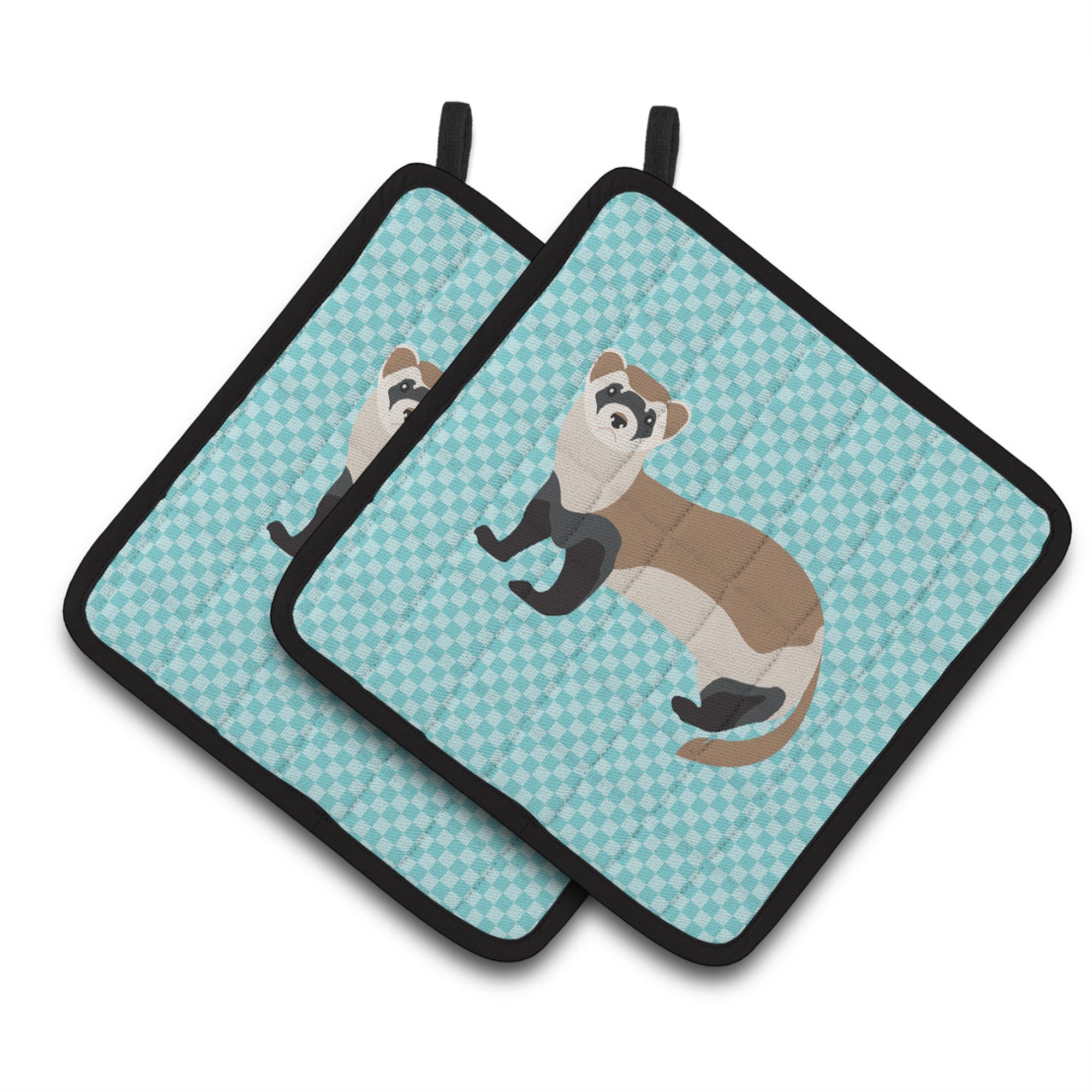 'Caroline'S Treasures Ferret Blue Check Decorated Pot Holder, 7.5'''' X 7.5''''''