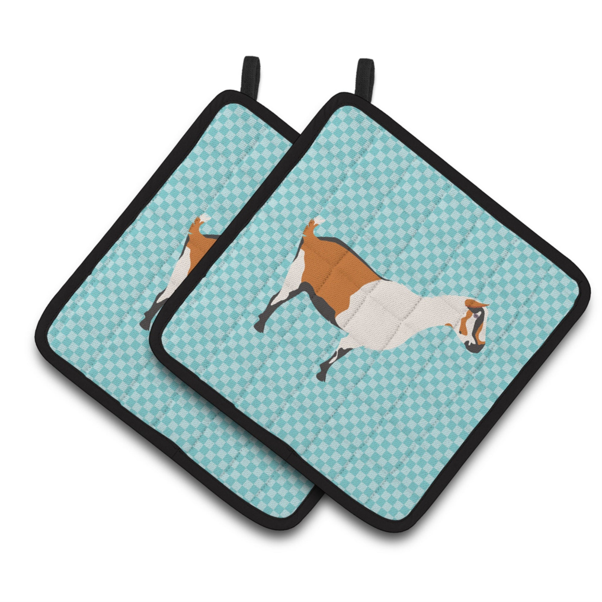 Carolines Treasures Alpine Goat Blue Check Decorated Pot Holder, 7.5 x 7.5