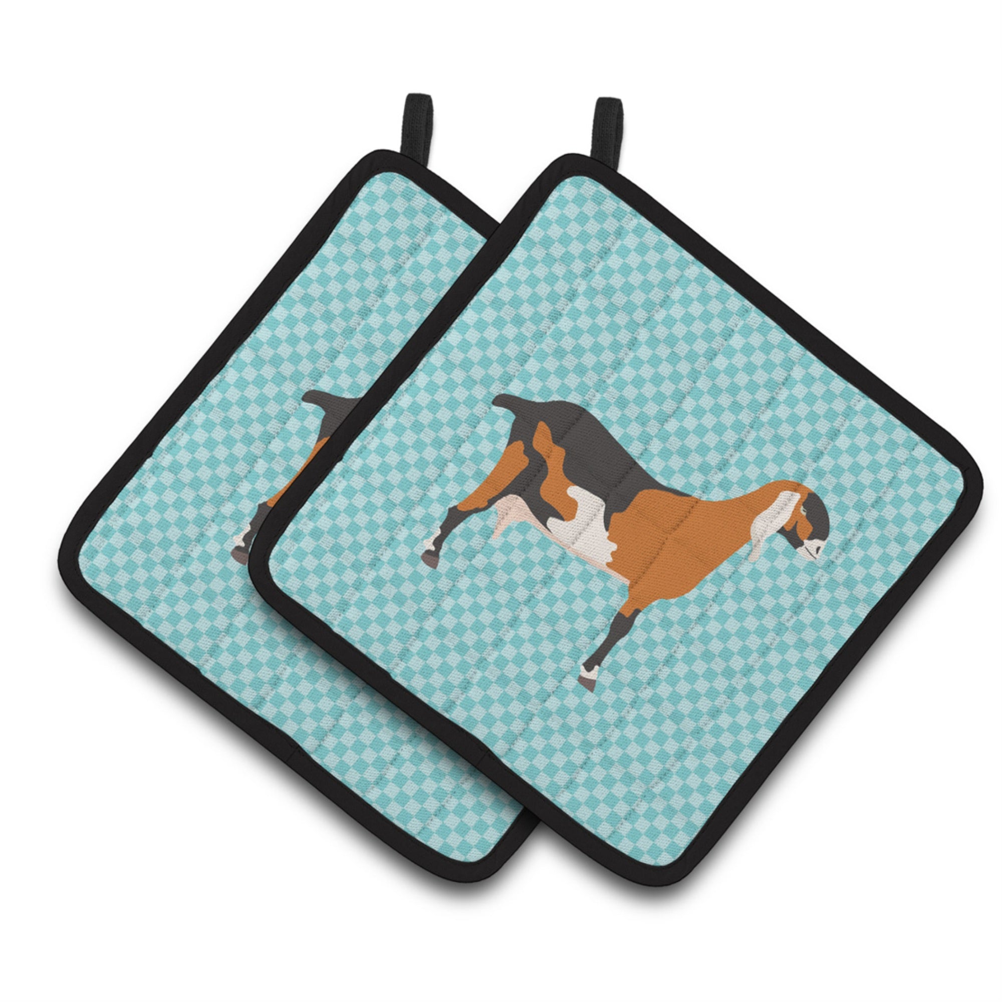 'Caroline'S Treasures Anglo Nubian Goat Blue Check Decorated Pot Holder, 7.5'''' X 7.5''''''