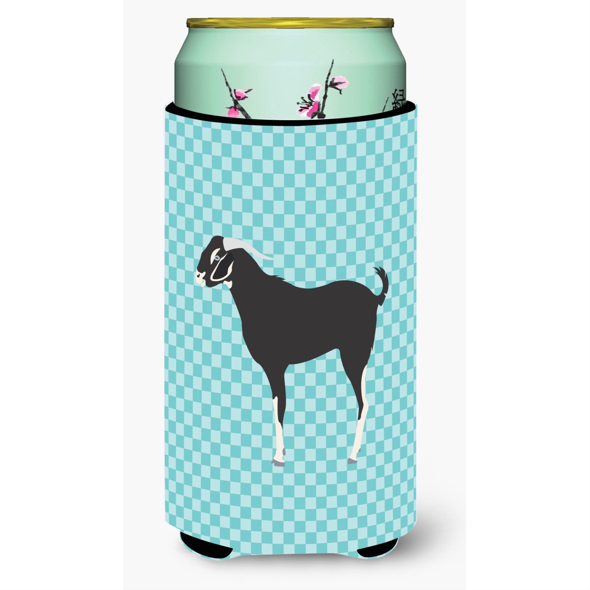 'Caroline'S Treasures Black Bengal Goat Blue Check Decorative Can Hugger, Tall Boy, Multicolor''