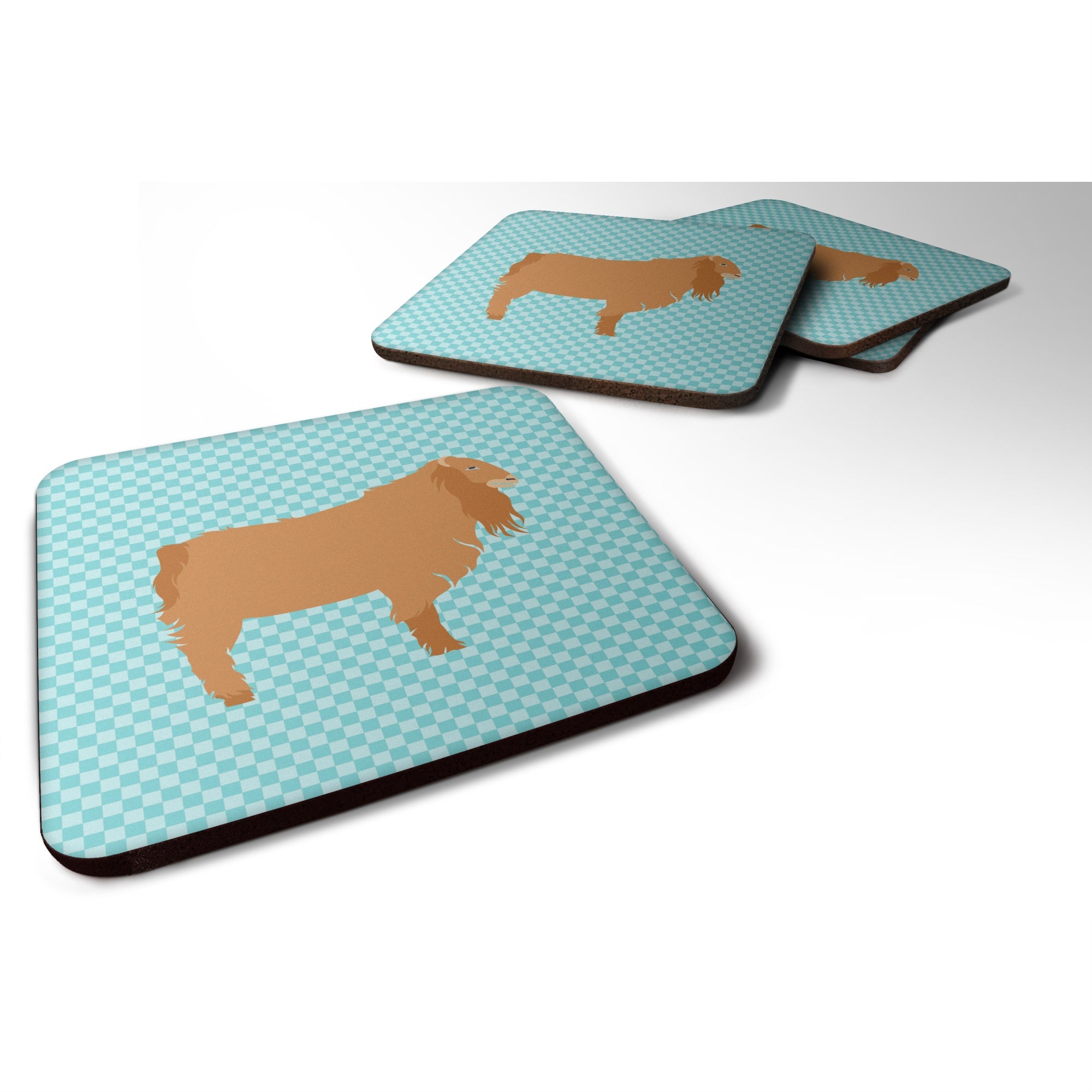 'Caroline'S Treasures American Lamancha Goat Blue Check Decorative Coasters, 3.5, Multicolor''