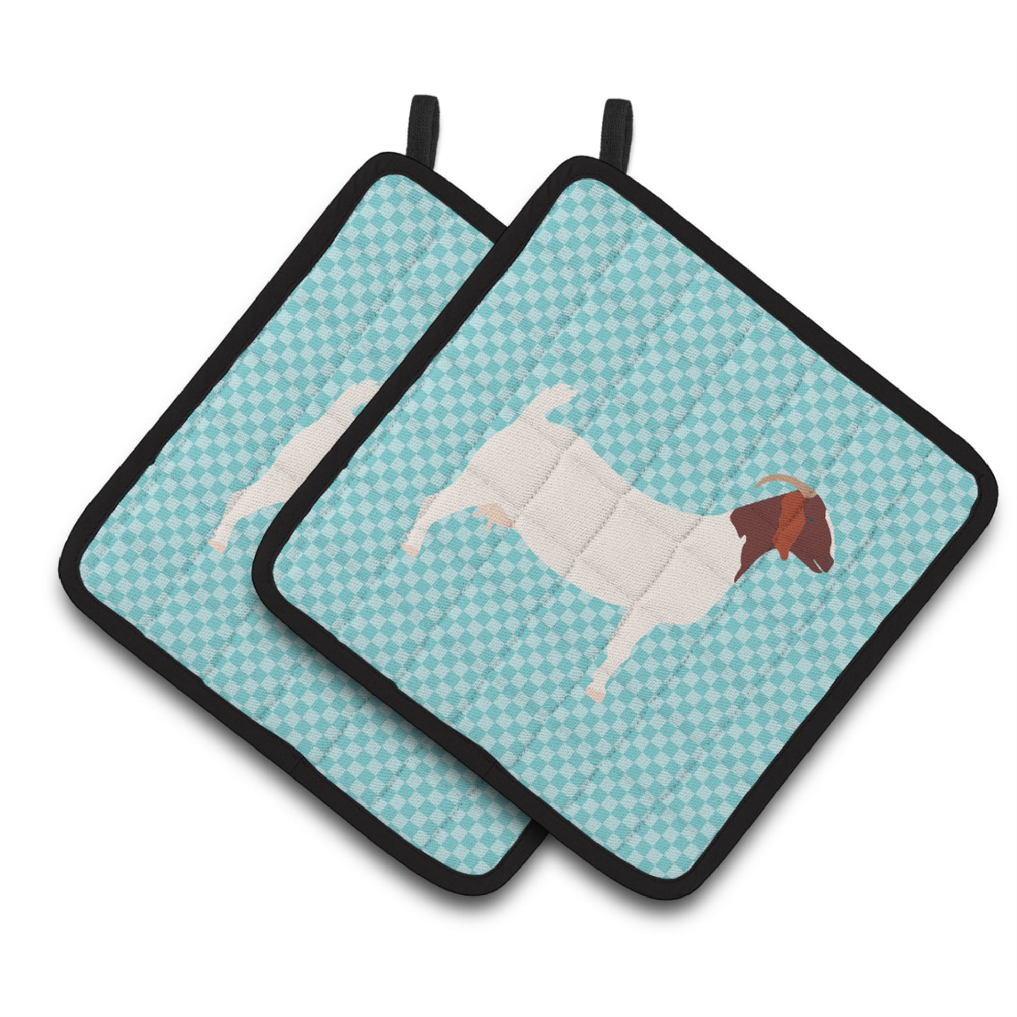 'Caroline'S Treasures Boer Goat Blue Check Decorated Pot Holder, 7.5'''' X 7.5''''''