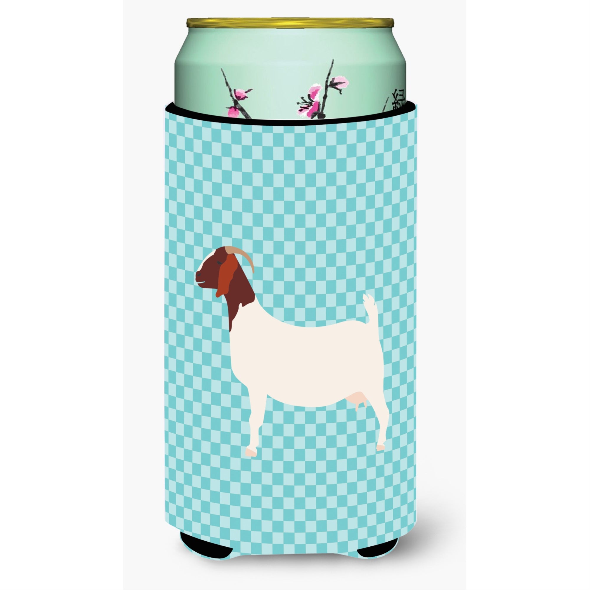 'Caroline'S Treasures Boer Goat Blue Check Decorative Can Hugger, Tall Boy, Multicolor''