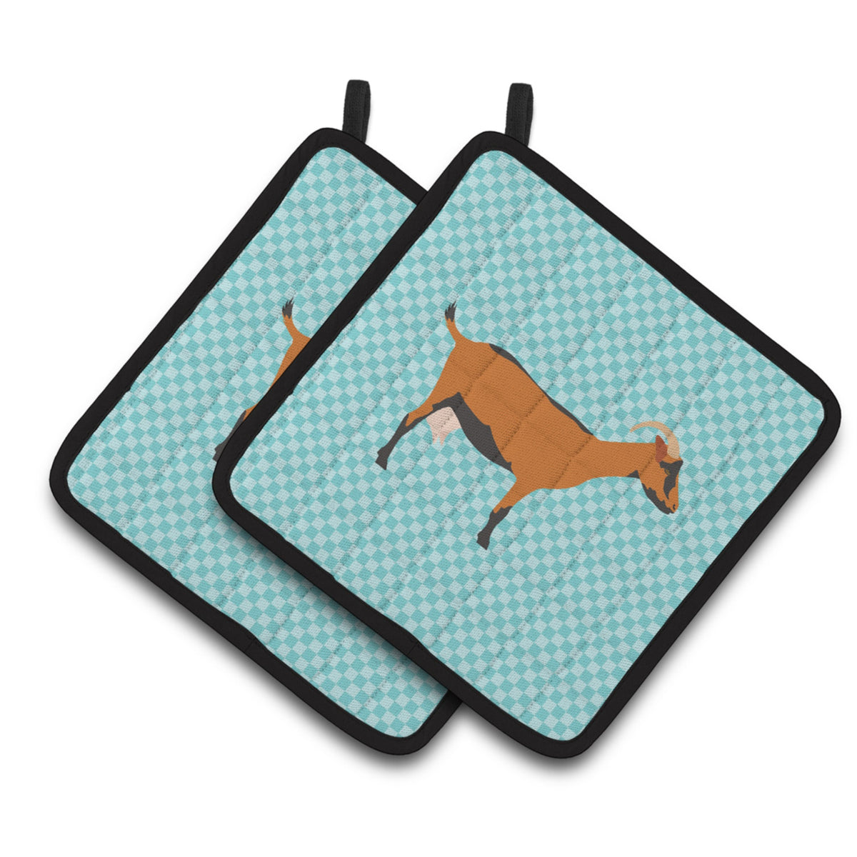 'Caroline'S Treasures Oberhasli Goat Blue Check Decorated Pot Holder, 7.5'''' X 7.5''''''