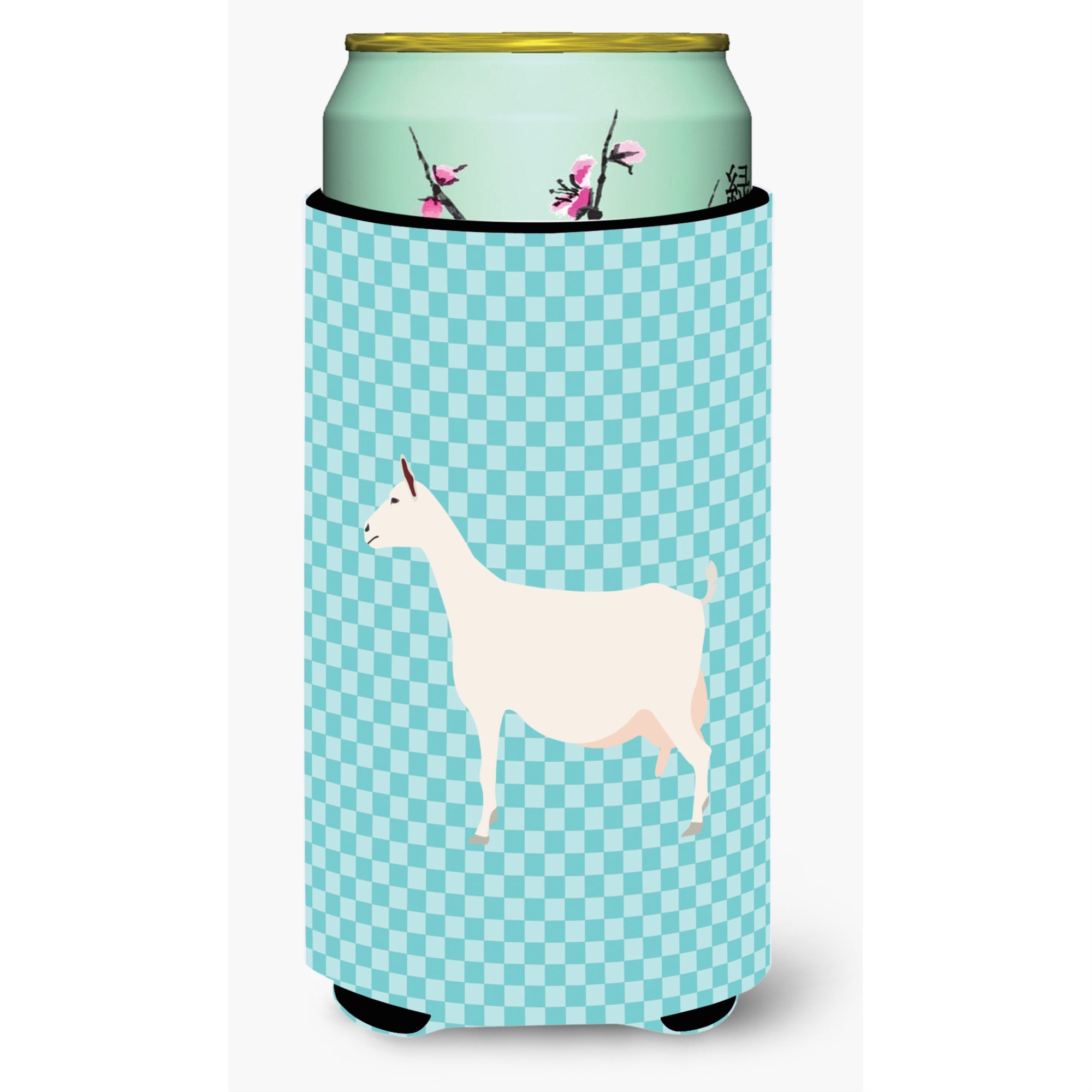 'Caroline'S Treasures Saanen Goat Blue Check Decorative Can Hugger, Tall Boy, Multicolor''