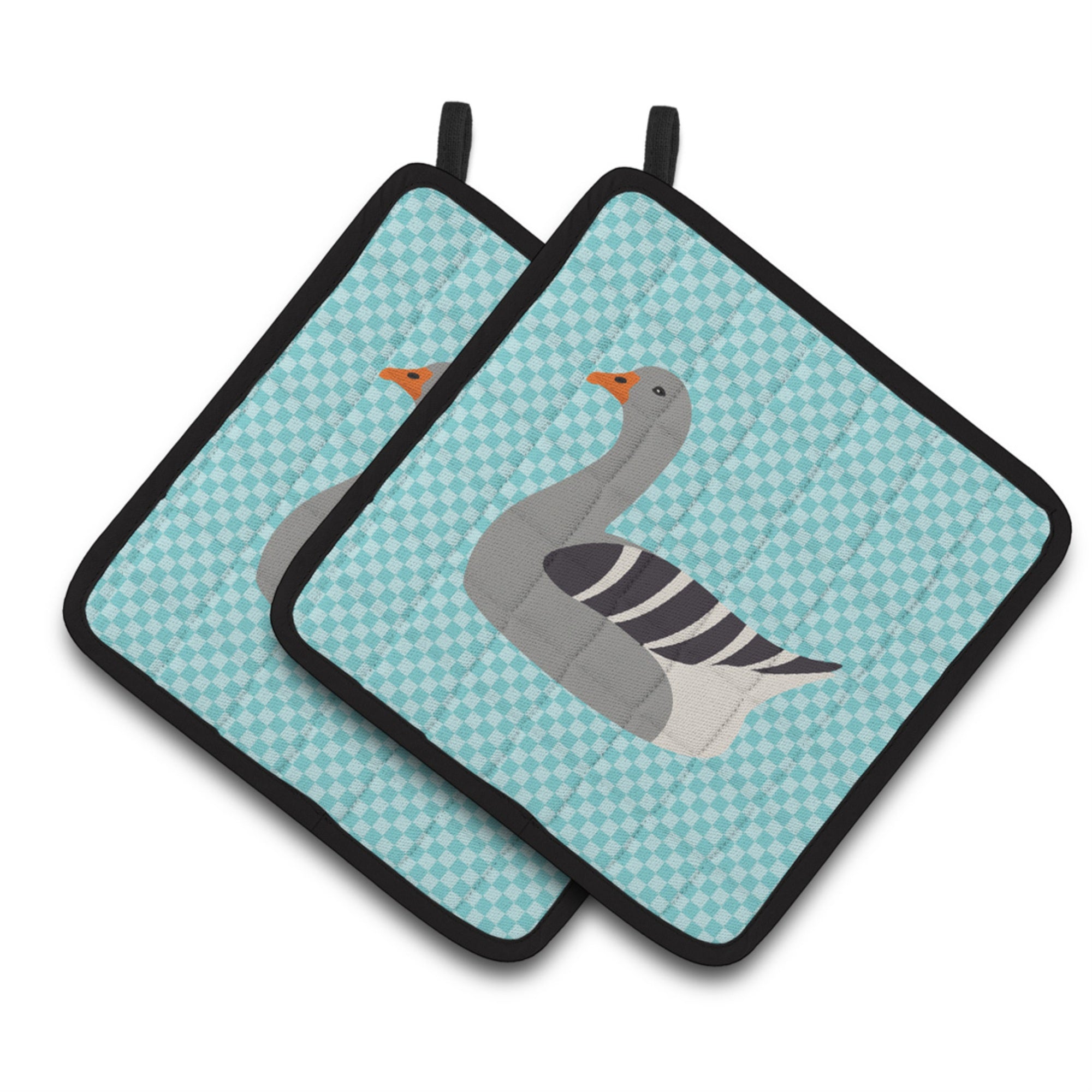 'Caroline'S Treasures Pilgrim Goose Blue Check Decorated Pot Holder, 7.5'''' X 7.5''''''