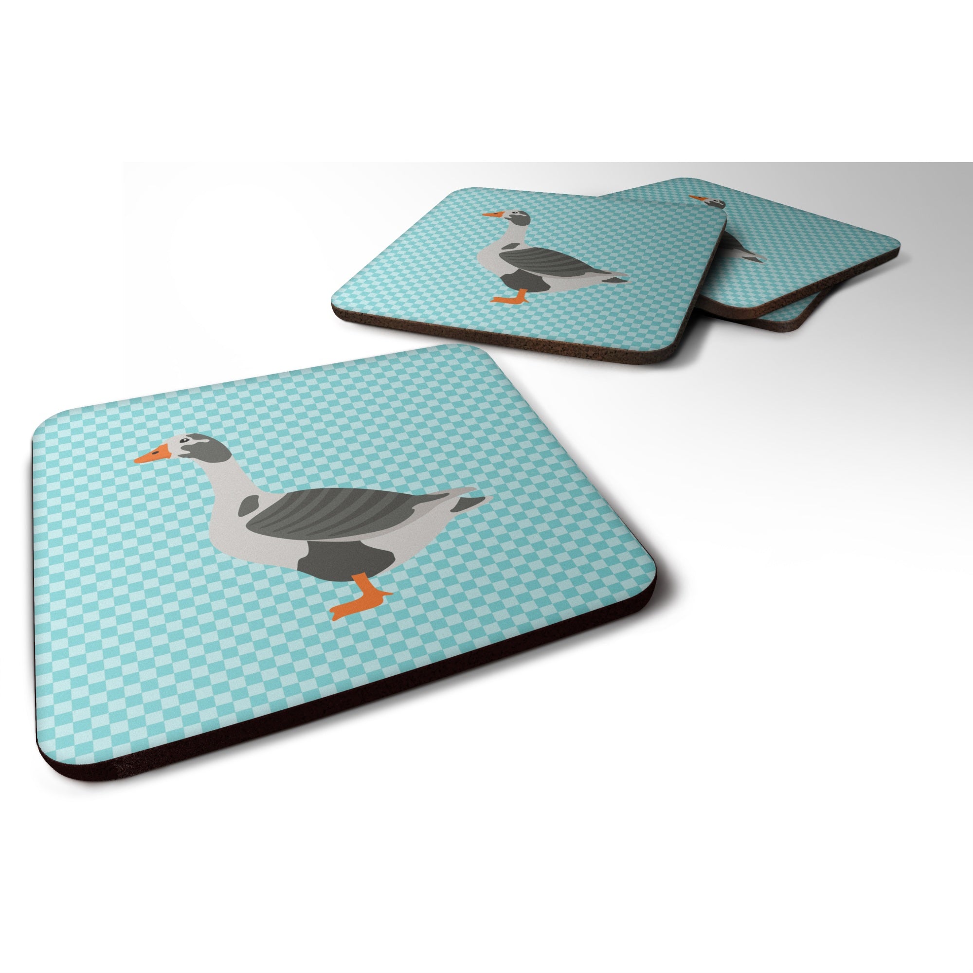 'Caroline'S Treasures West Of England Goose Blue Check Decorative Coasters, 3.5, Multicolor''