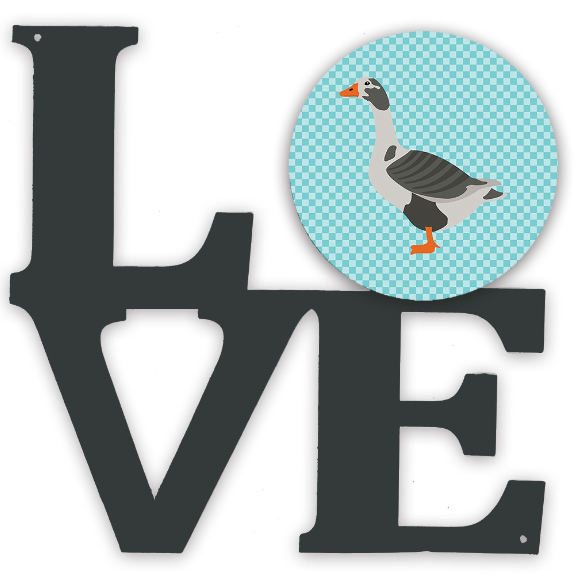 'Caroline'S Treasures West Of England Goose Blue Check Metal Artwork Love Wall-Decor, Multicolor''