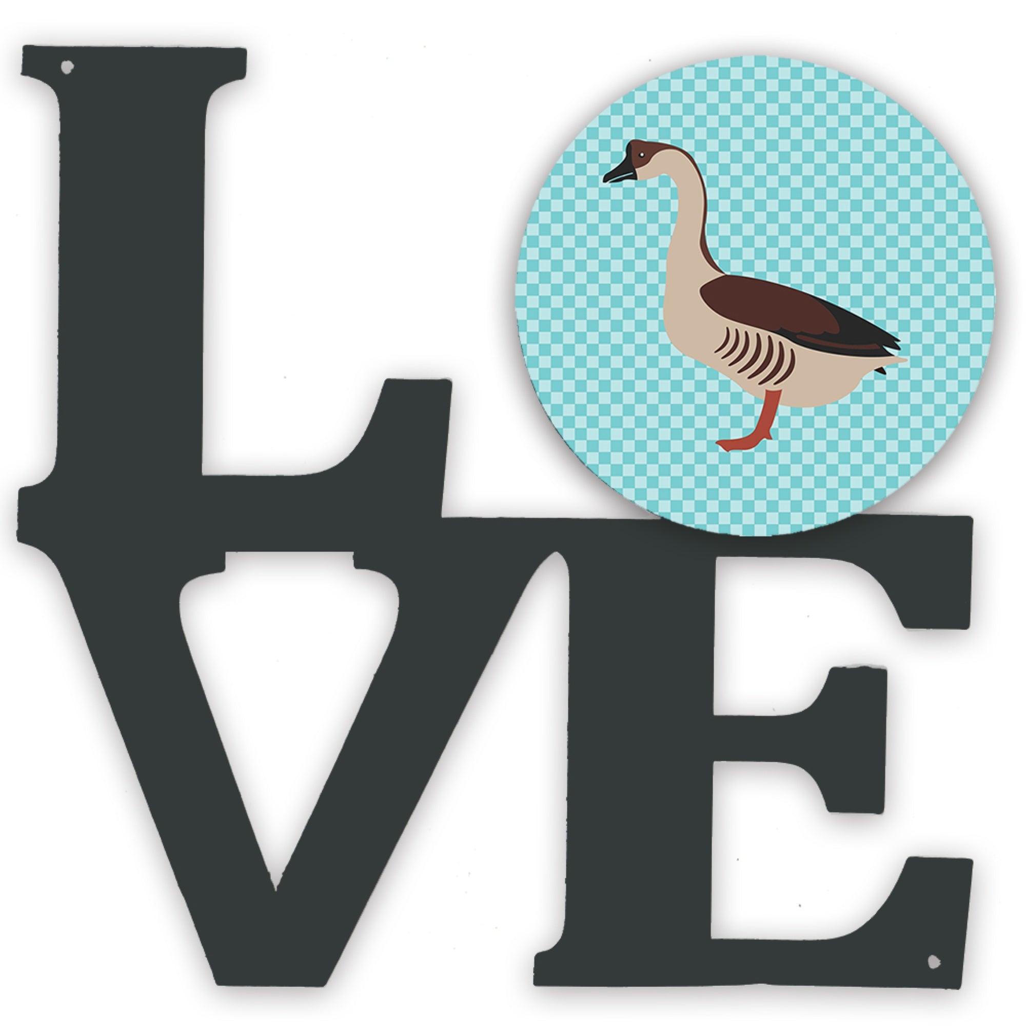 'Caroline'S Treasures Chinese Goose Blue Check Metal Artwork Love Wall-Decor, Multicolor''