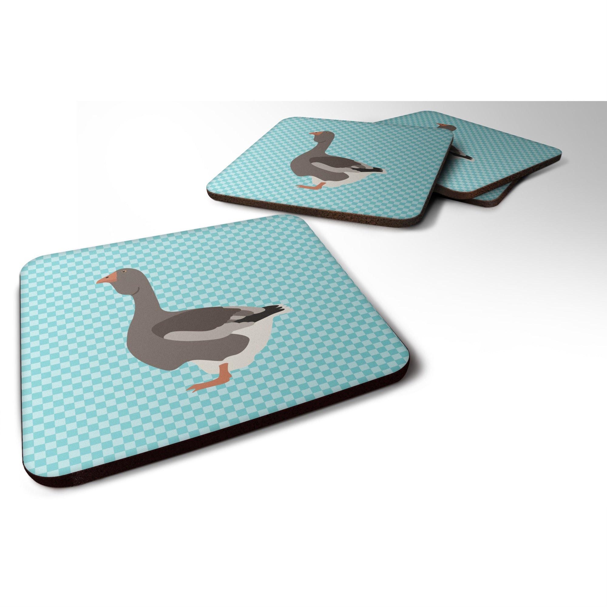 'Caroline'S Treasures Toulouse Goose Blue Check Decorative Coasters, 3.5, Multicolor''