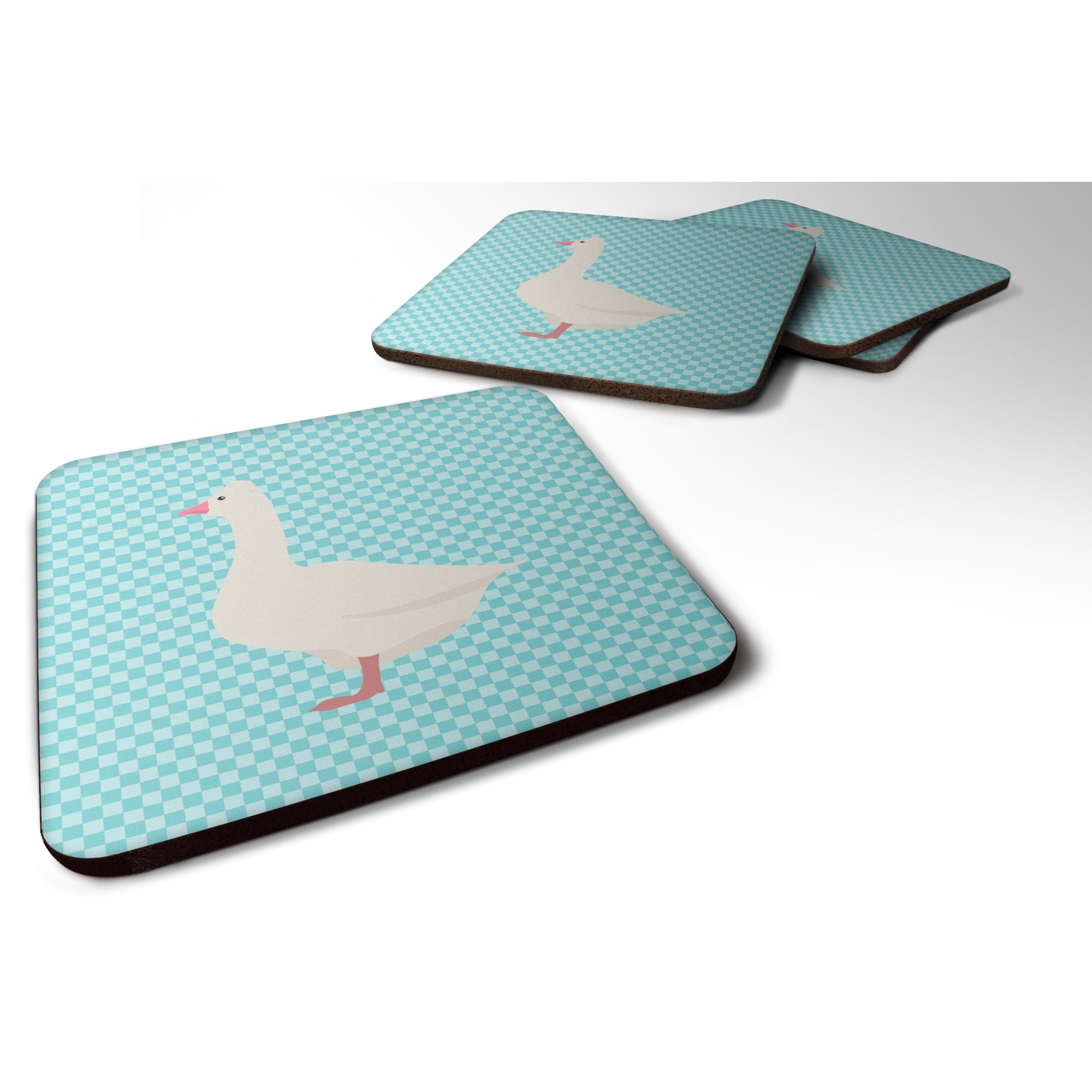 'Caroline'S Treasures Roman Goose Blue Check Decorative Coasters, 3.5, Multicolor''
