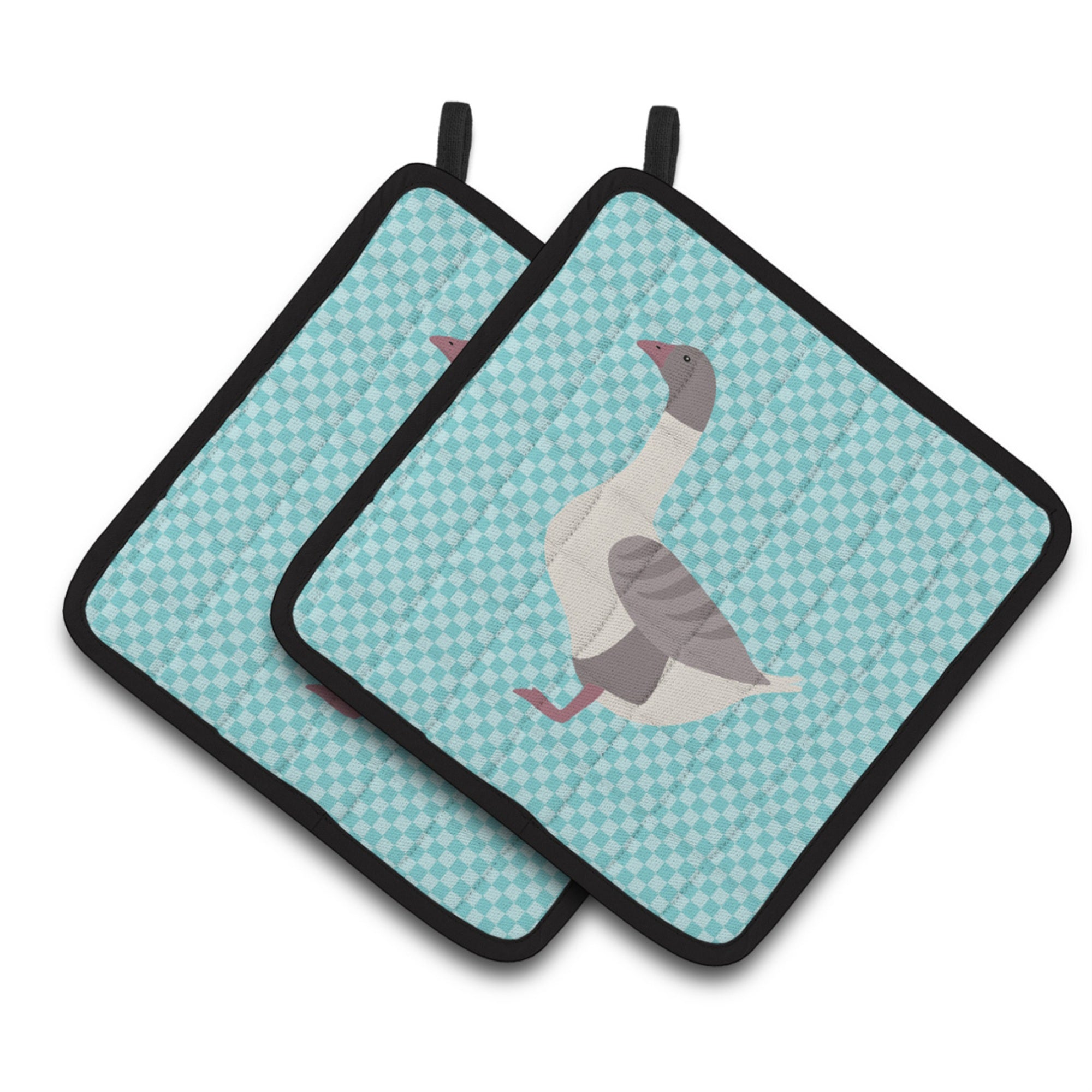 'Caroline'S Treasures Buff Grey Back Goose Blue Check Decorated Pot Holder, 7.5'''' X 7.5''''''