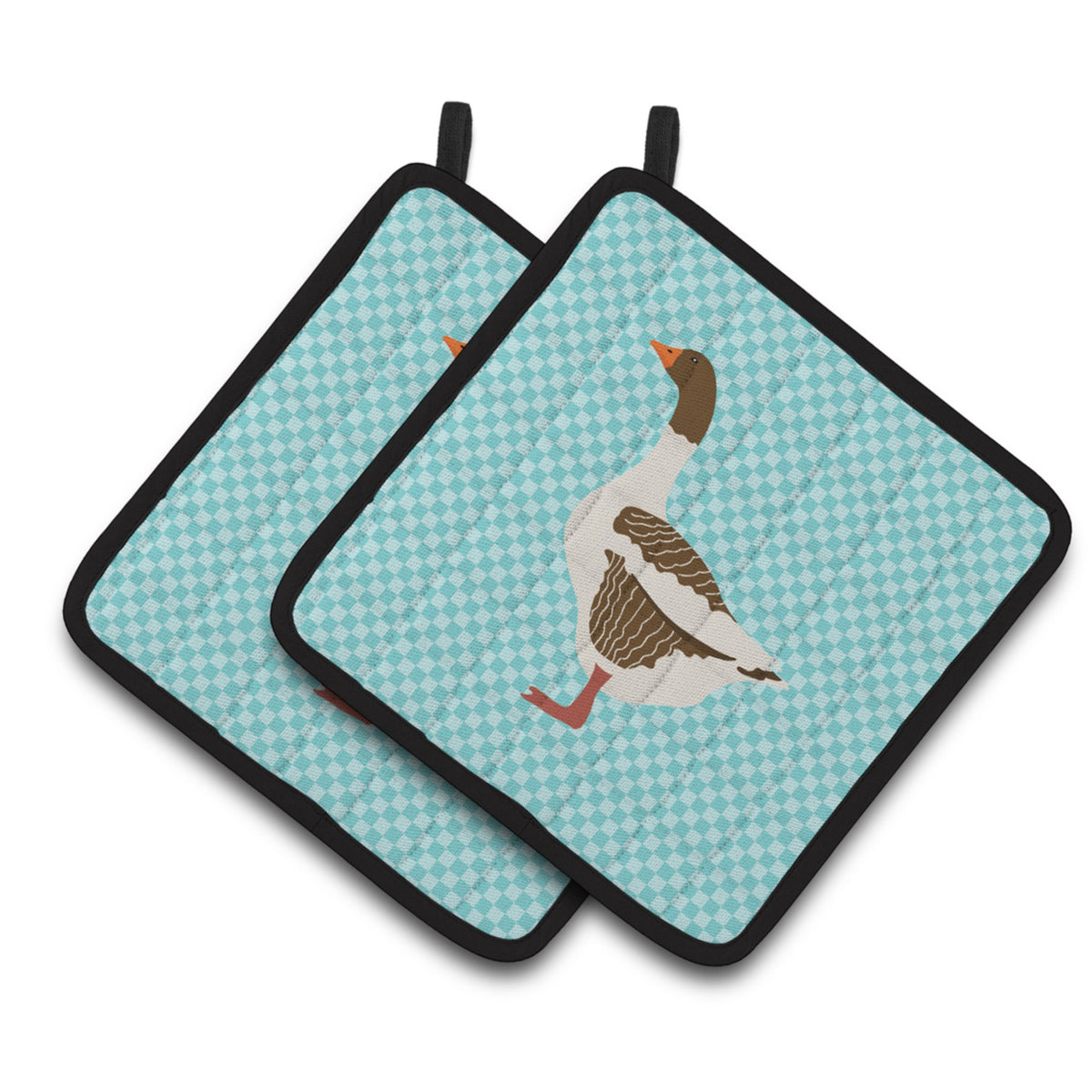 'Caroline'S Treasures Pomeranian Rogener Goose Blue Check Decorated Pot Holder, 7.5'''' X 7.5''''''