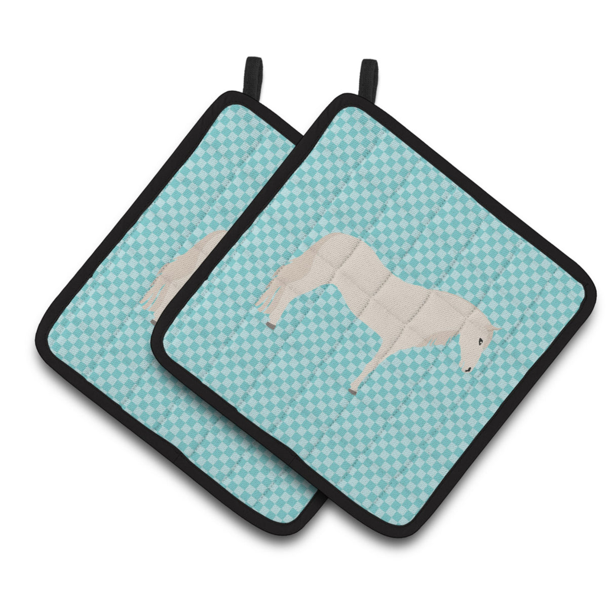 'Caroline'S Treasures Paso Fino Horse Blue Check Decorated Pot Holder, 7.5'''' X 7.5''''''