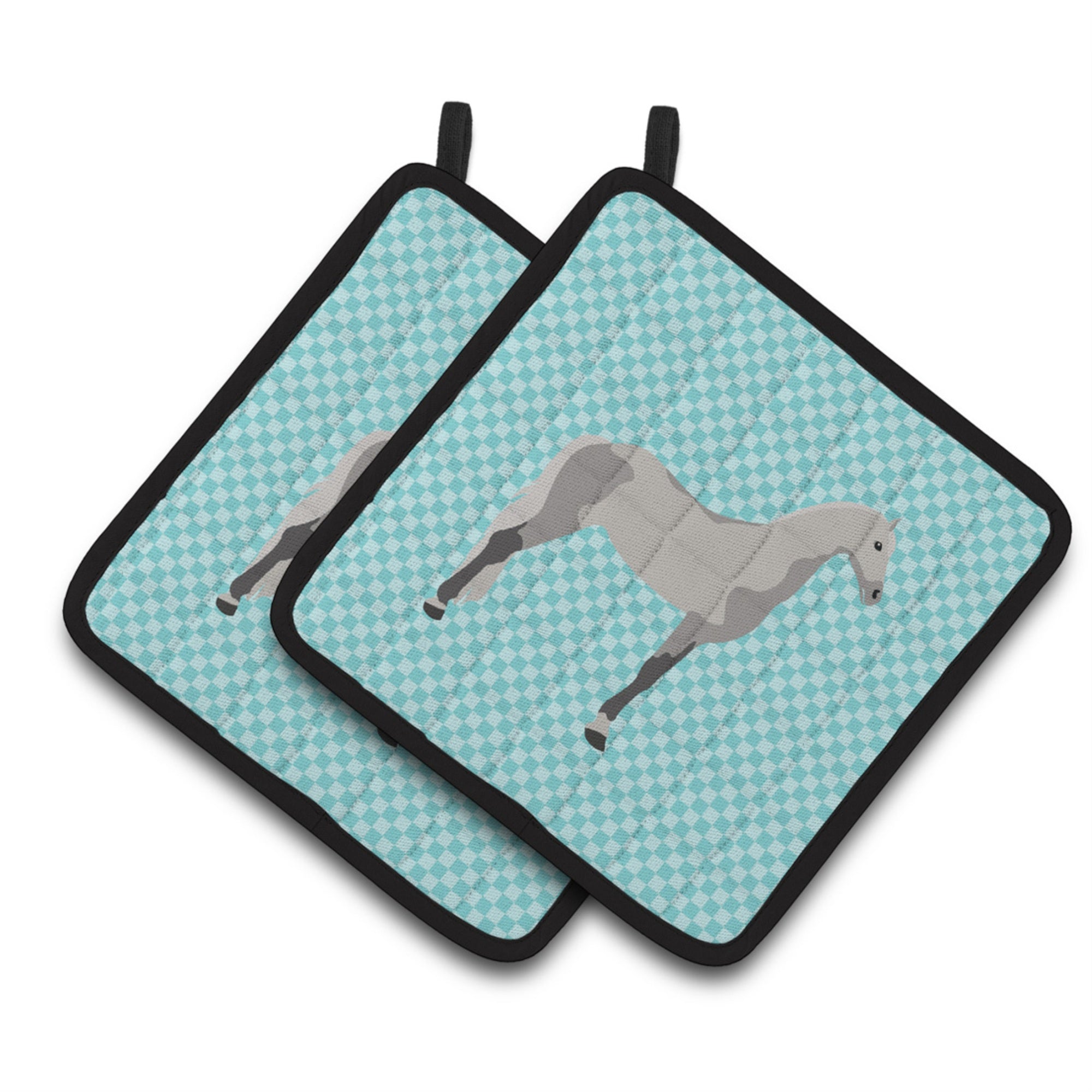 'Caroline'S Treasures Orlov Trotter Horse Blue Check Decorated Pot Holder, 7.5'''' X 7.5''''''