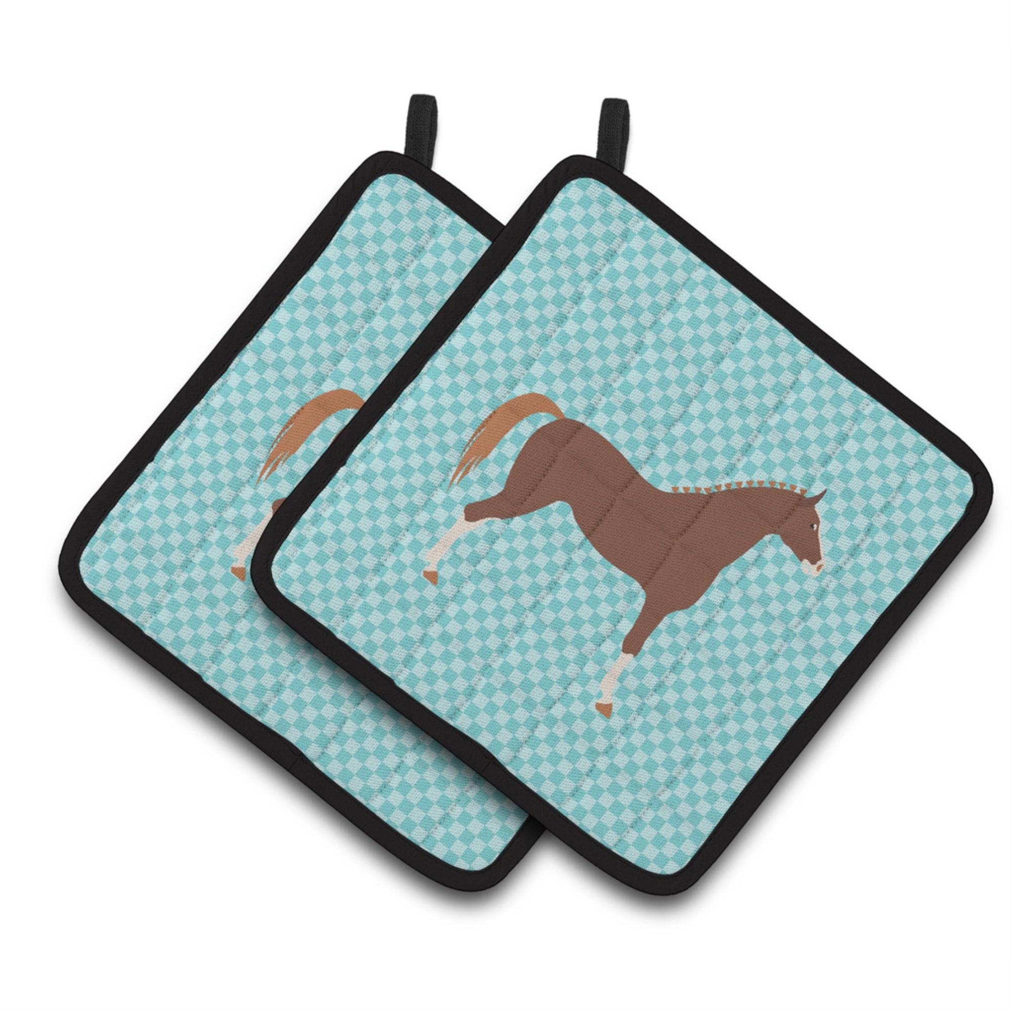 'Caroline'S Treasures Hannoverian Horse Blue Check Decorated Pot Holder, 7.5'''' X 7.5''''''