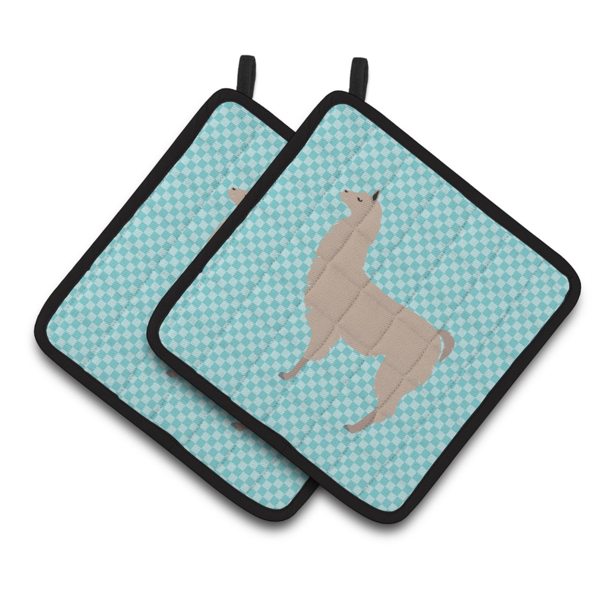 'Caroline'S Treasures Llama Blue Check Decorated Pot Holder, 7.5'''' X 7.5''''''