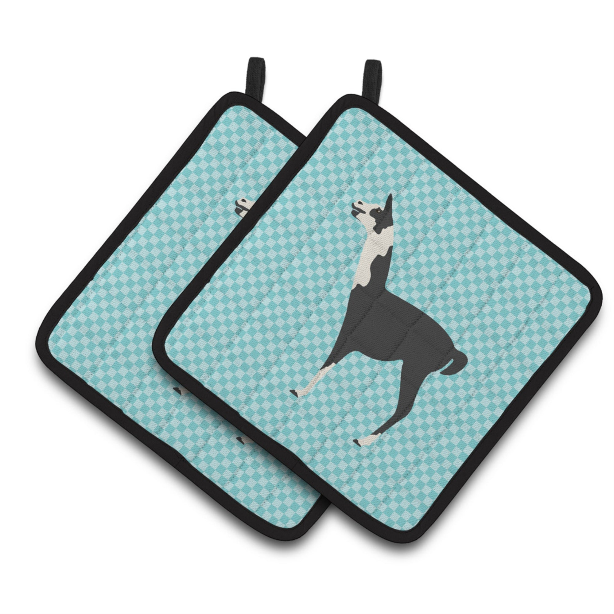 'Caroline'S Treasures Llama Q' Ara Blue Check Decorated Pot Holder, 7.5'''' X 7.5''''''
