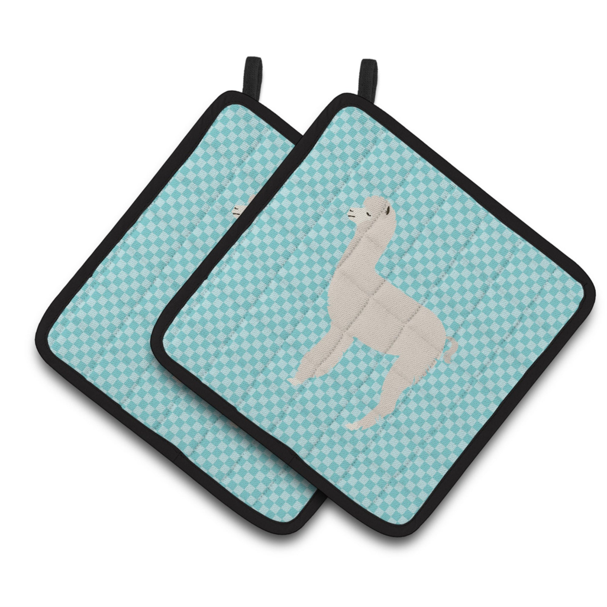 'Caroline'S Treasures Alpaca Blue Check Decorated Pot Holder, 7.5'''' X 7.5''''''