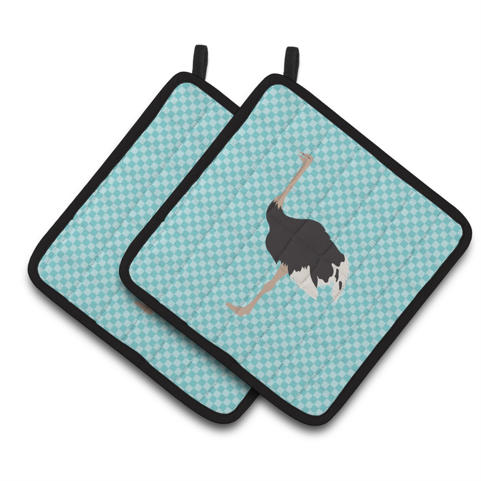 'Caroline'S Treasures Common Ostrich Blue Check Decorated Pot Holder, 7.5'''' X 7.5''''''