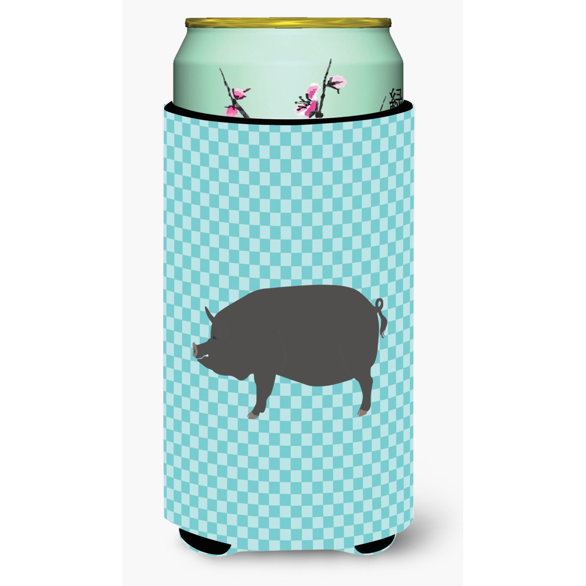 'Caroline'S Treasures Berkshire Pig Blue Check Decorative Can Hugger, Tall Boy, Multicolor''